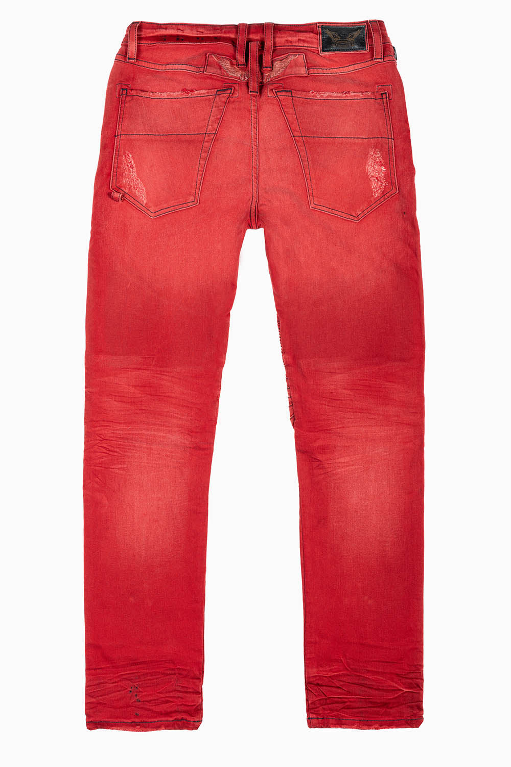 MENS BIKER JEANS F-UP RED WASH