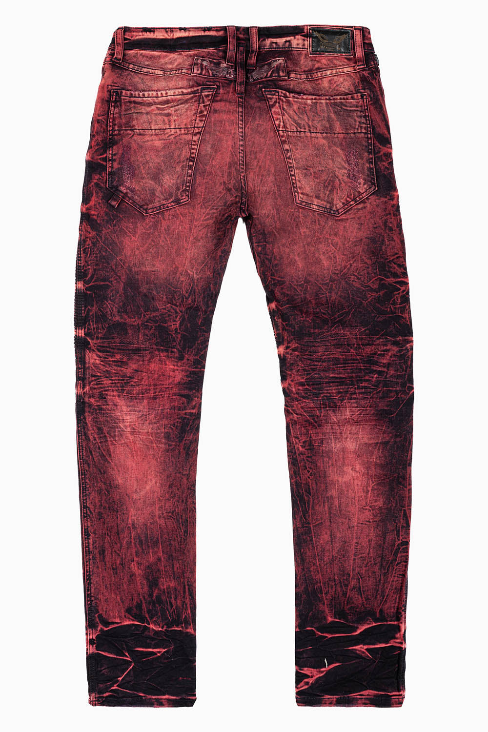 MENS BIKER JEANS RED/BLK YANKEE WASH
