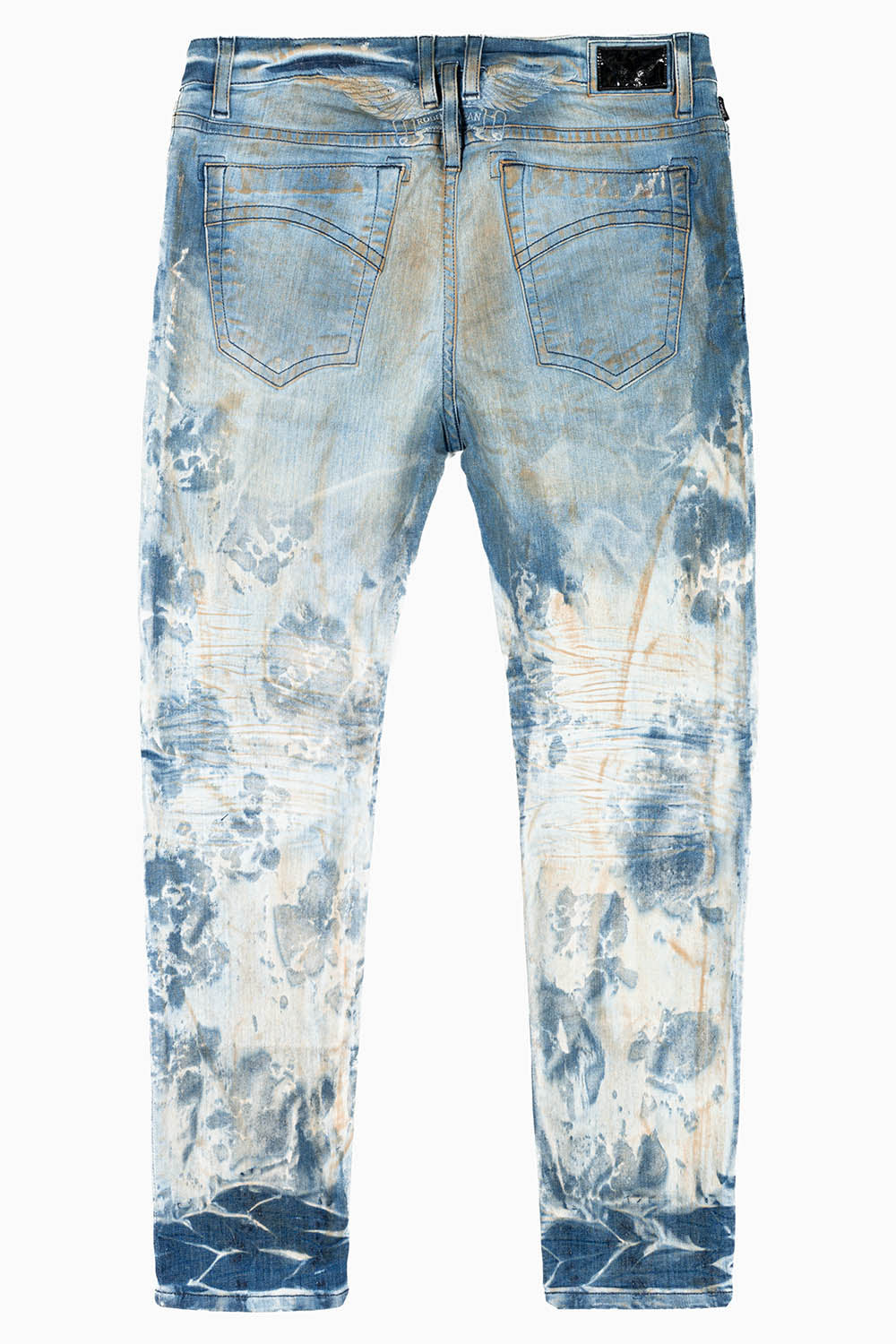 MENS SKINNY JEANS IN JOSEPH INDIGO WASH WITH TONAL WING EMBROIDERY