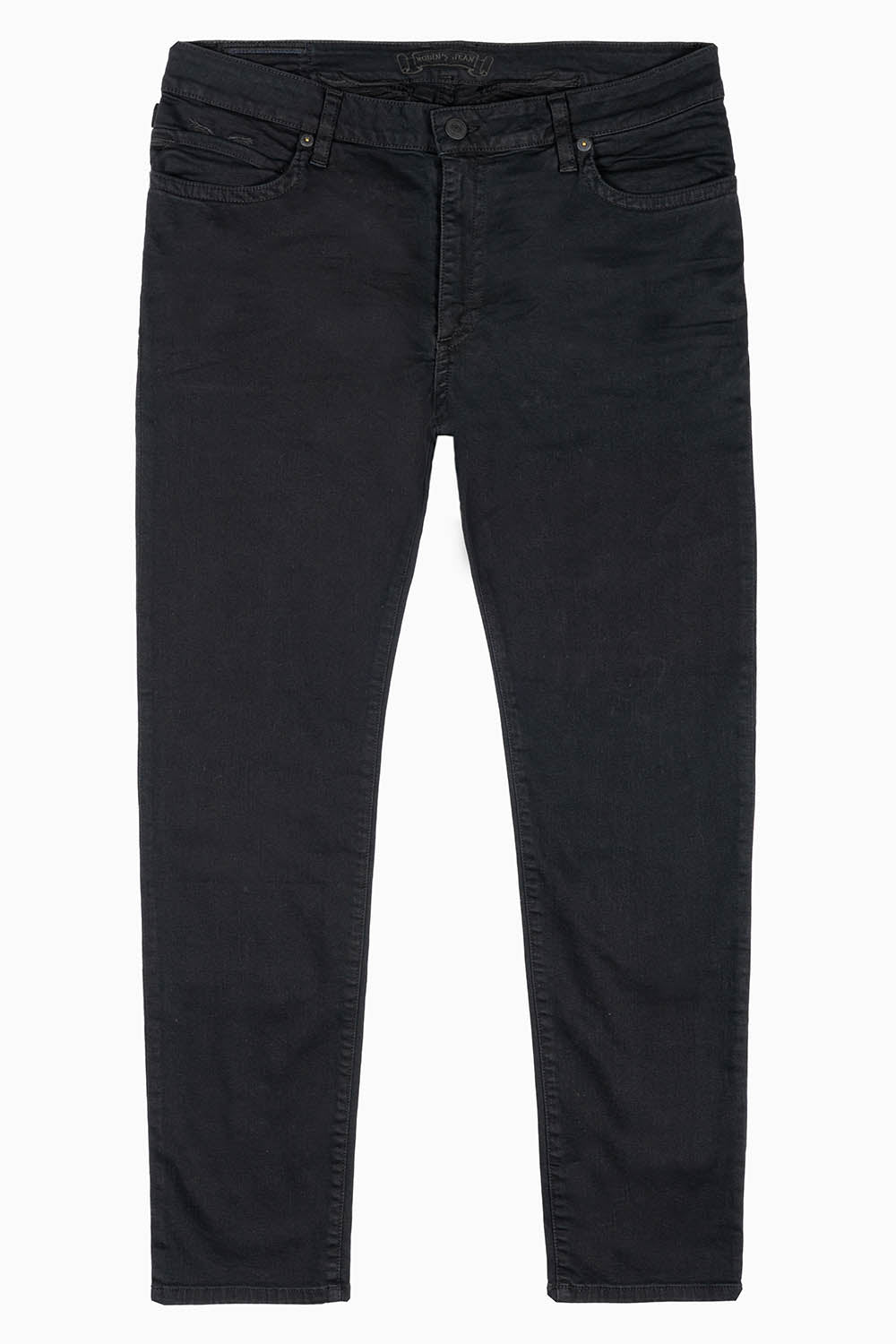 MENS SKINNY JEANS IN PURE BLACK WASH WITH TONAL WING EMBROIDERY