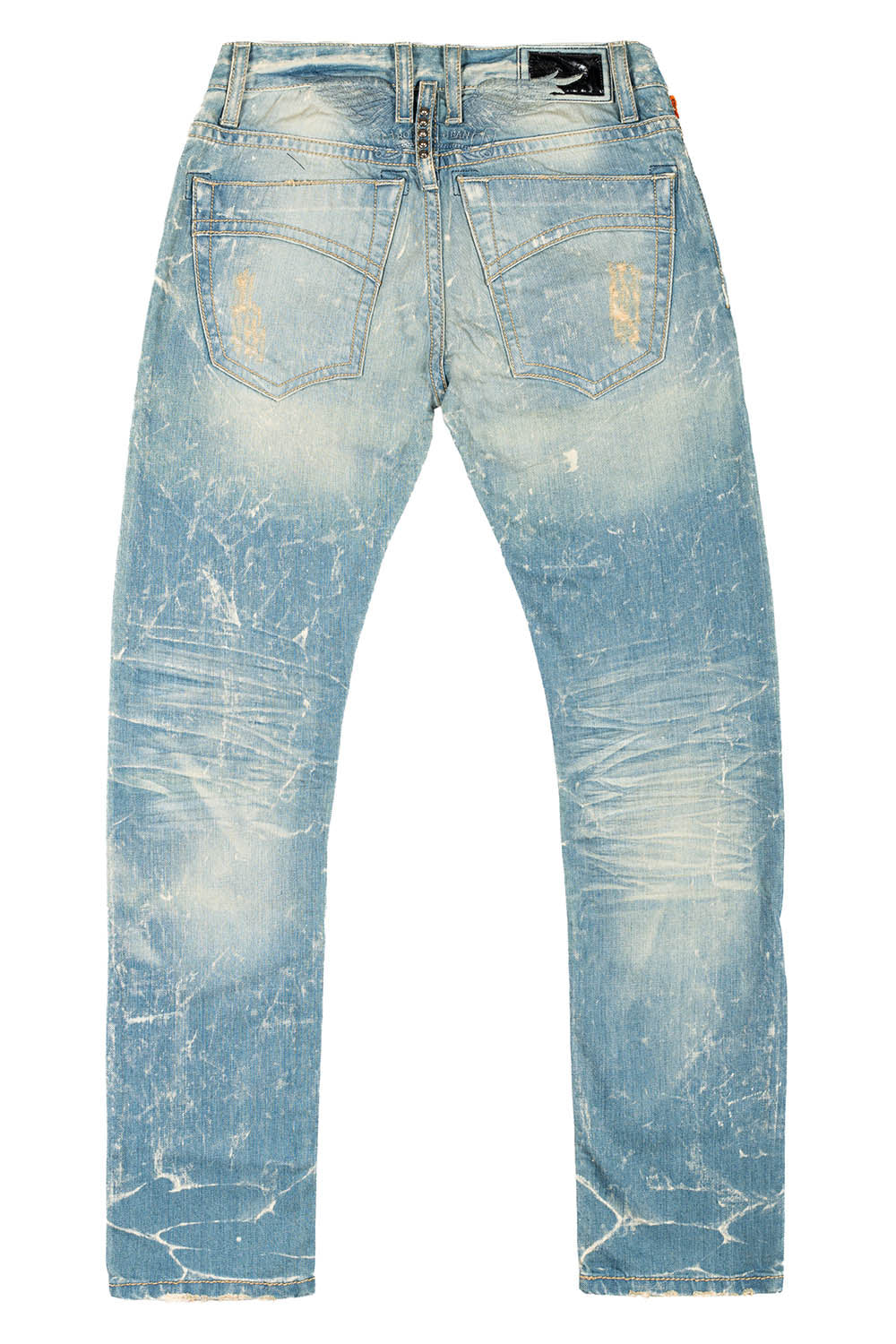 CLASSIC 5 POCKET SLIM LEG JEANS IN 4D LIGHT BROKEN REPAIRED WASH
