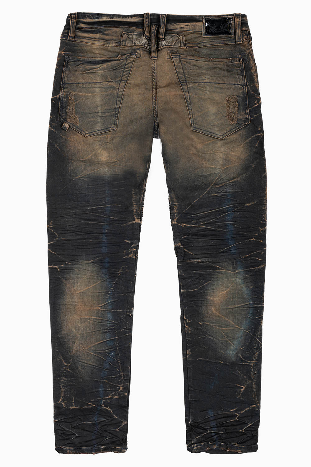 MENS BIKER JEANS IN OXIDO BROKEN BACKING WASH