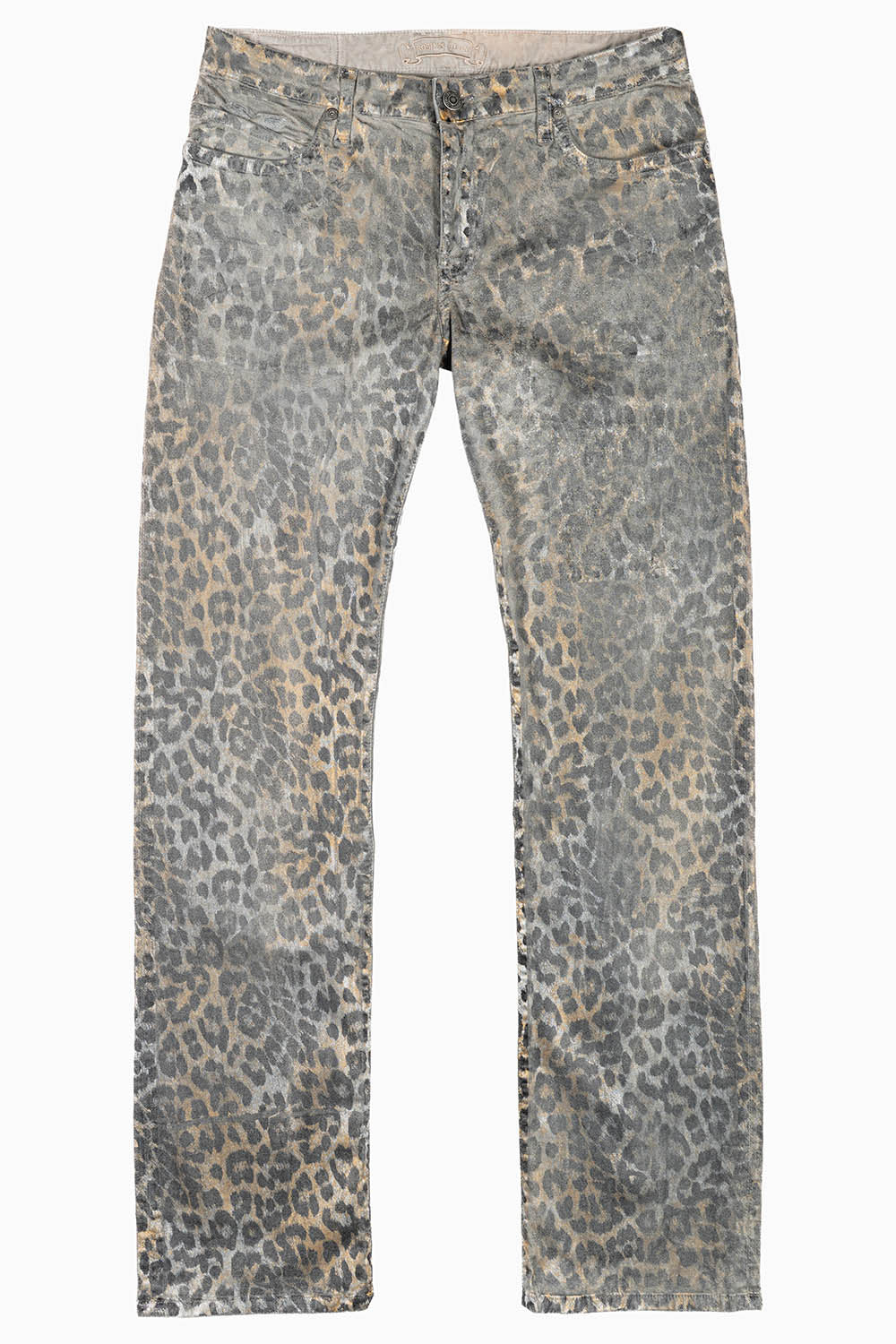 MENS CLASSIC STRAIGHT LEG LONG FLAP JEANS IN SAFARI GRAY WITH CRYSTALS