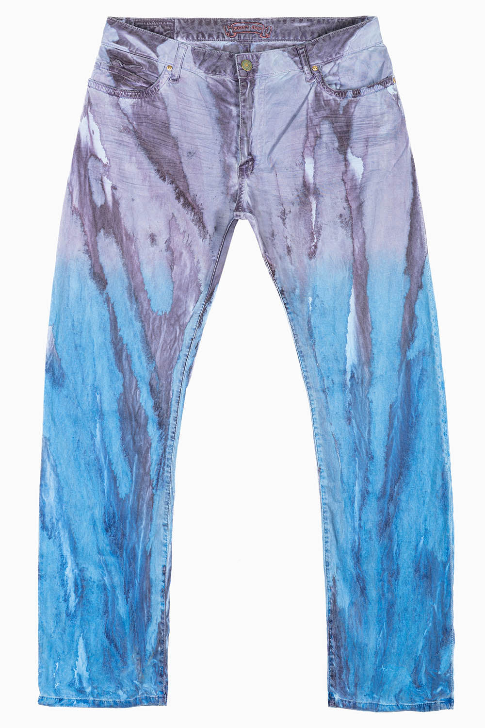 MENS CLASSIC STRAIGHT LEG LONG FLAP JEANS IN FIRE BLUE WITH CRYSTALS