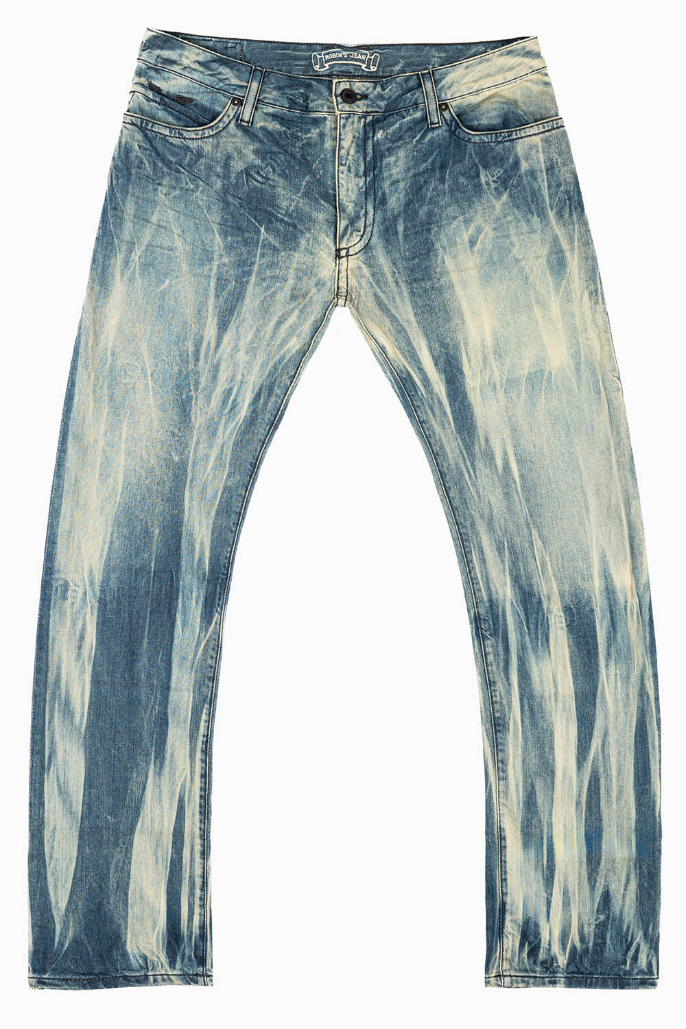 MENS LONG FLAP SLIM JEANS IN BLUE NIKO WASH EMBELLISHED WITH MONTANA CRYSTALS