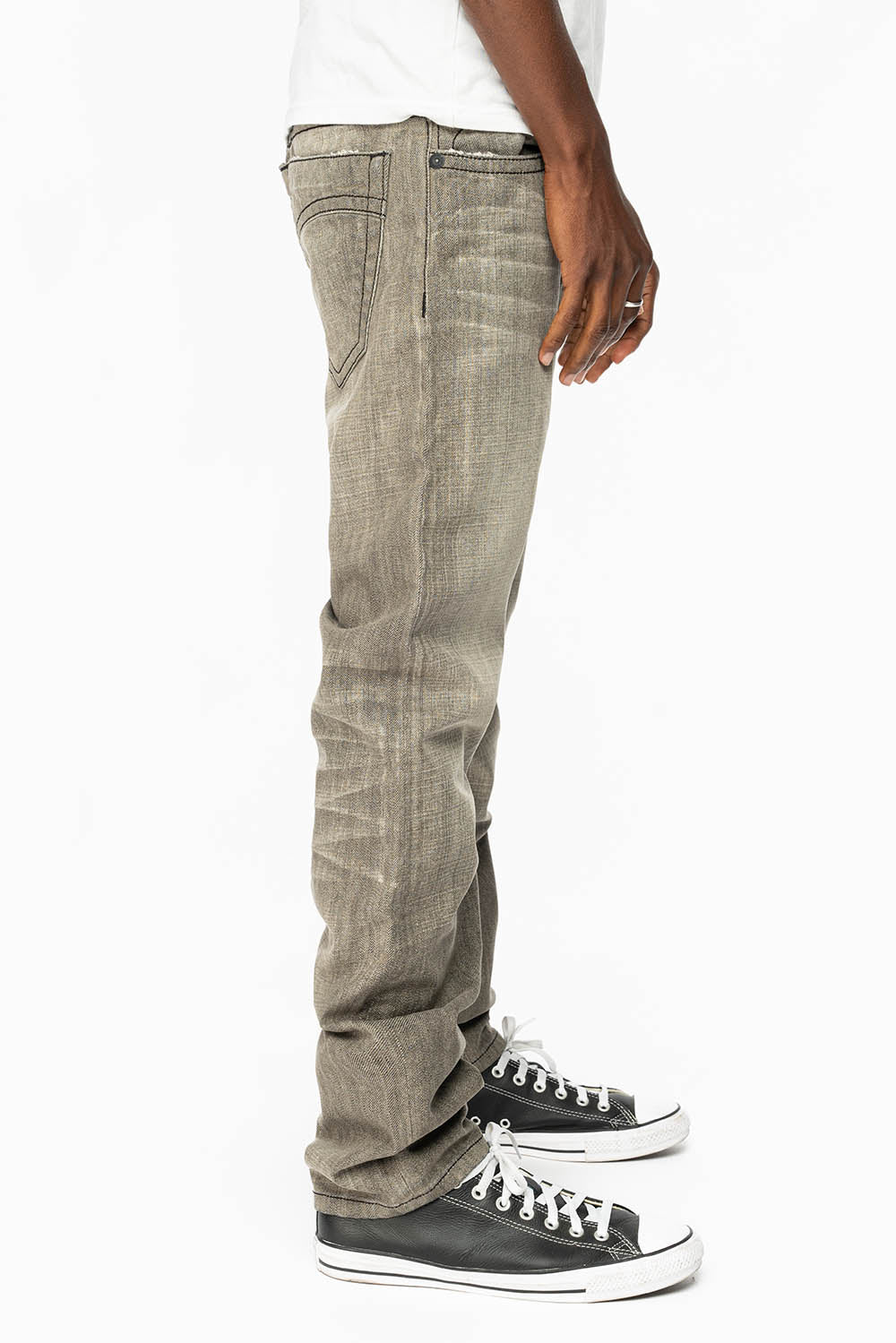 CLASSIC 5 POCKET SLIM LEG JEANS IN GREY 3D LIGHT WASH