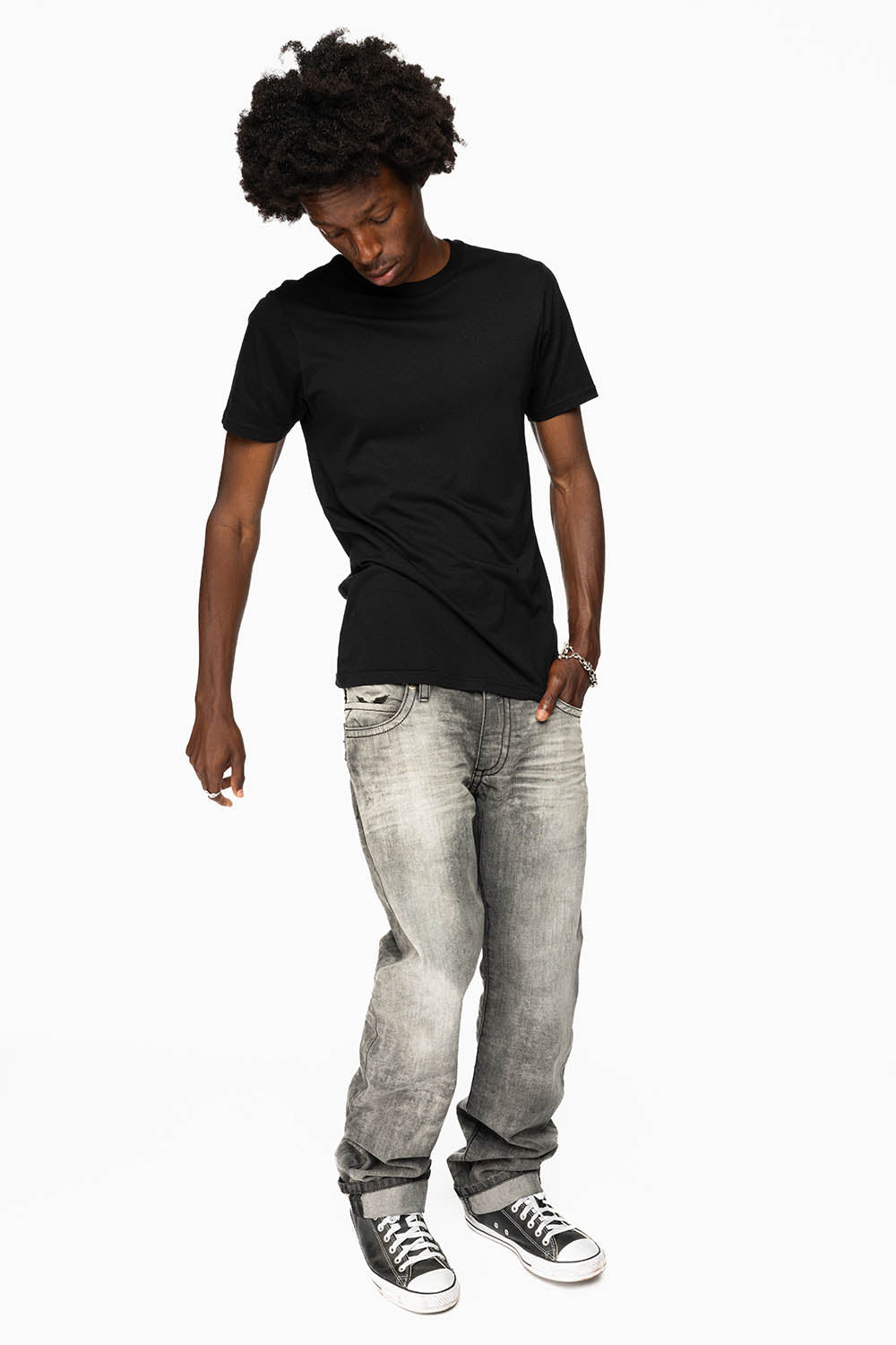 MENS DOUBLE BACK POCKET JEANS LIMITED EDITION WITH BLK DIAMOND CRYSTALS IN CHEROKEE WASH