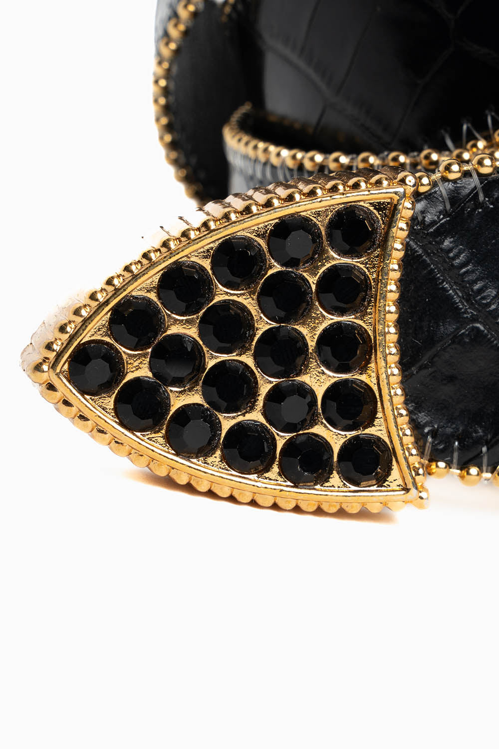ROBIN'S JEAN BLK PATENT LEATHER BELT WITH BLK CRYSTALS