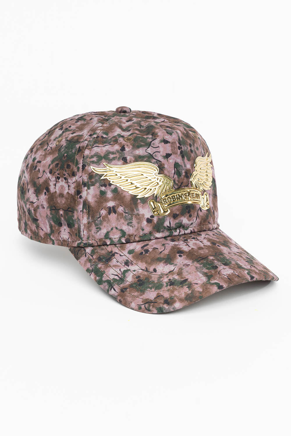 GREEN CAMO SNAPBACK HAT WITH GOLD EMBOSSED WINGS