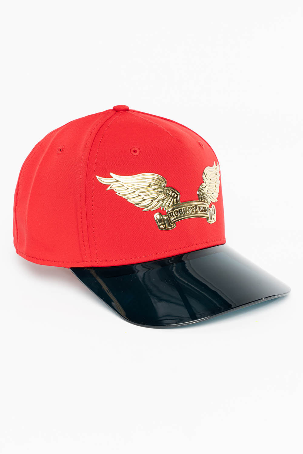 RED SNAPBACK HAT WITH GOLD EMBOSSED WINGS