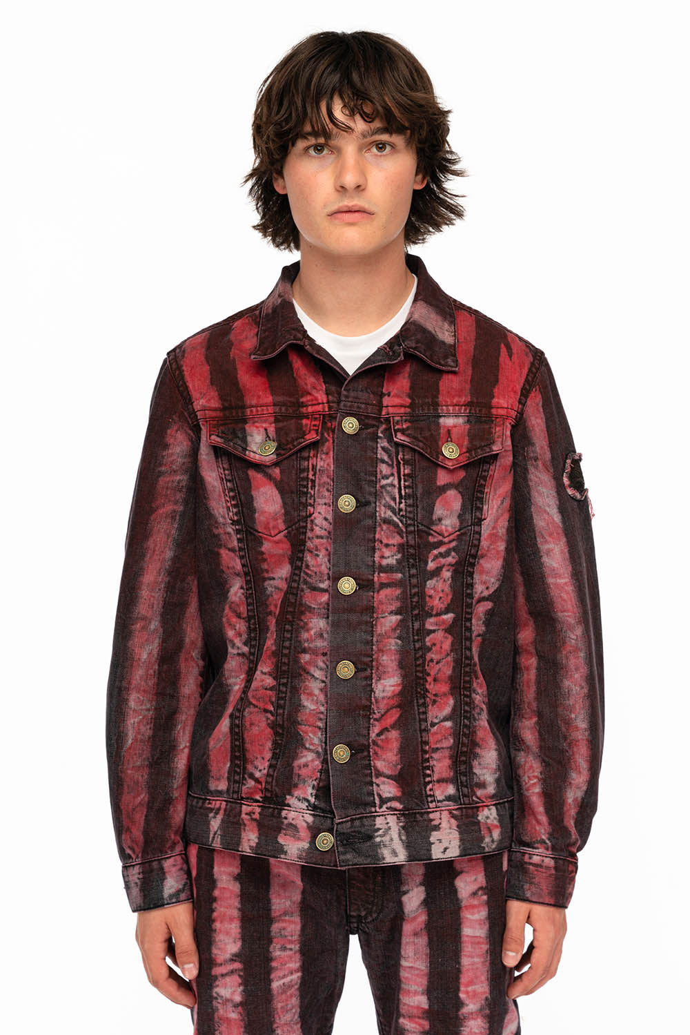 MENS DENIM JACKET IN PRISONER RED WASH – Robin's Jean