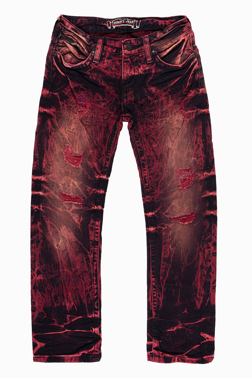 ROBINS KIDS LONG FLAP SLIM-STRAIGHT JEANS IN YANKEE WASH EMBELLISHED WITH CRYSTALS AND STUDS