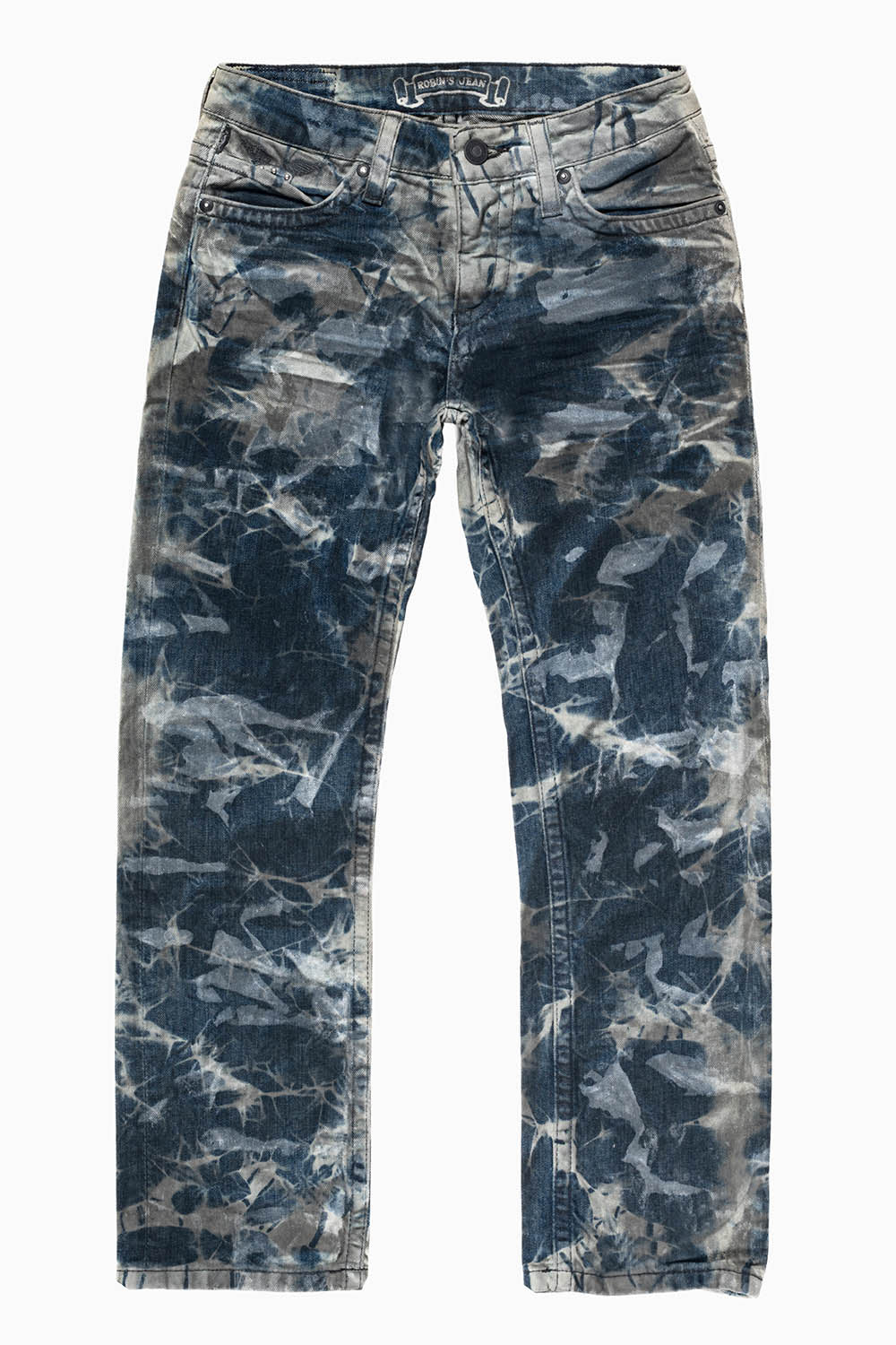 ROBINS KIDS LONG FLAP SLIM-STRAIGHT JEANS IN SATURN WASH EMBELLISHED WITH CRYSTALS