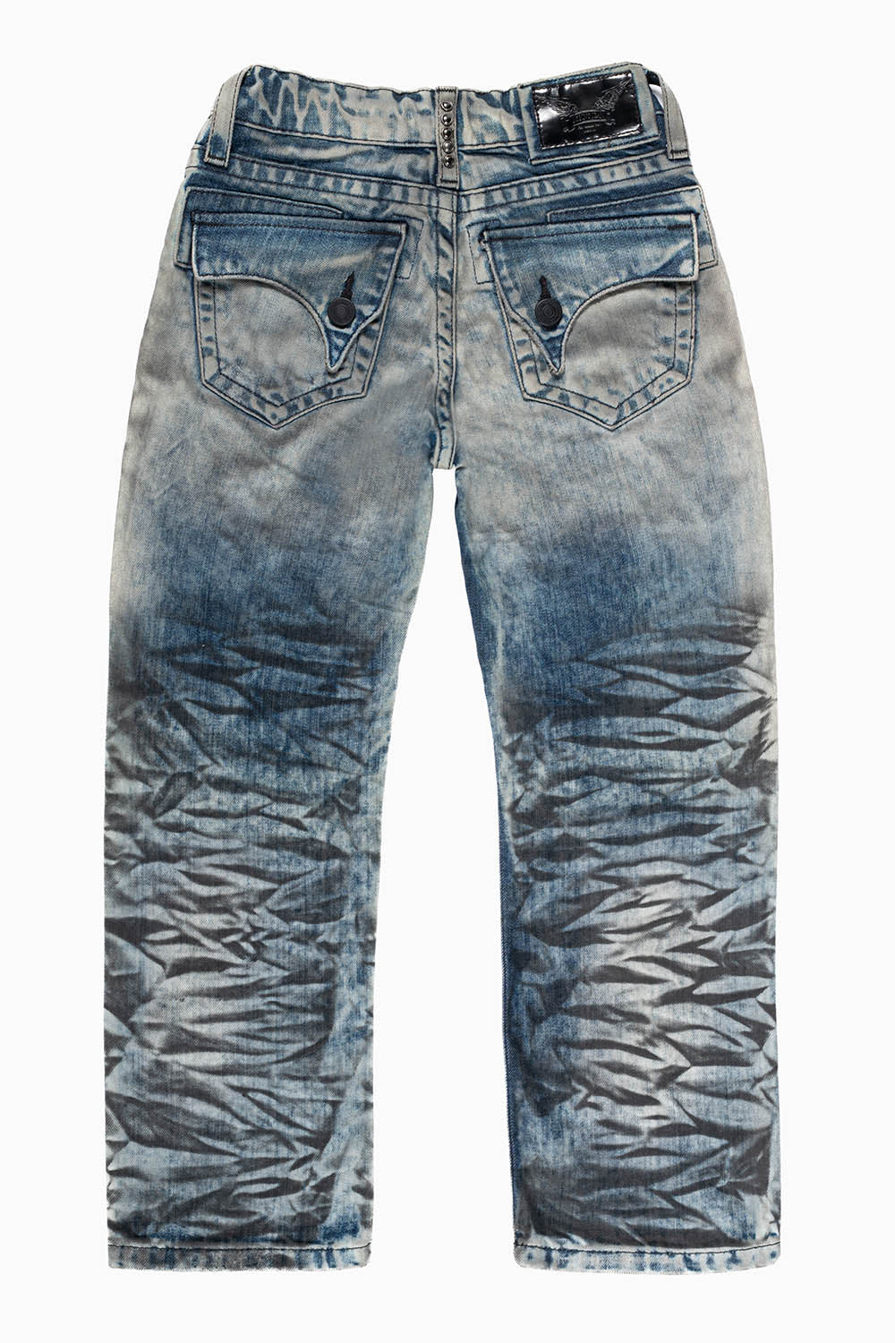 ROBINS KIDS LONG FLAP SLIM-STRAIGHT JEANS IN D WASH BLK WASH