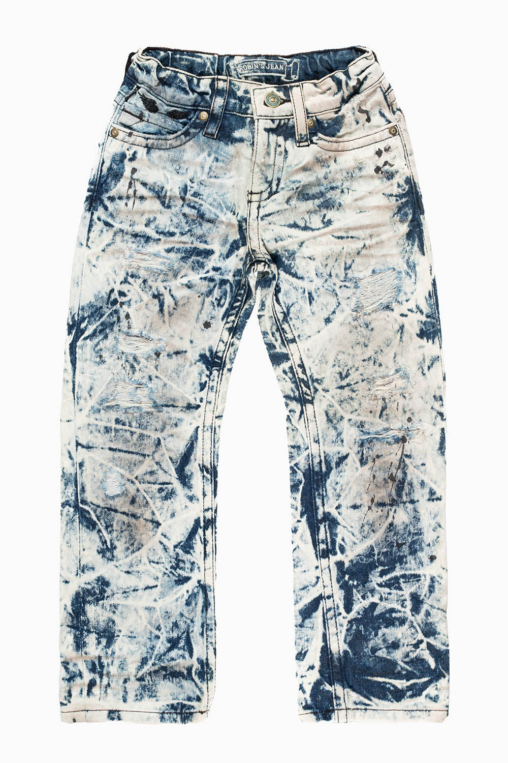 ROBINS KIDS LONG FLAP SLIM-STRAIGHT JEANS IN BROKEN REPAIR FROZEN WASH
