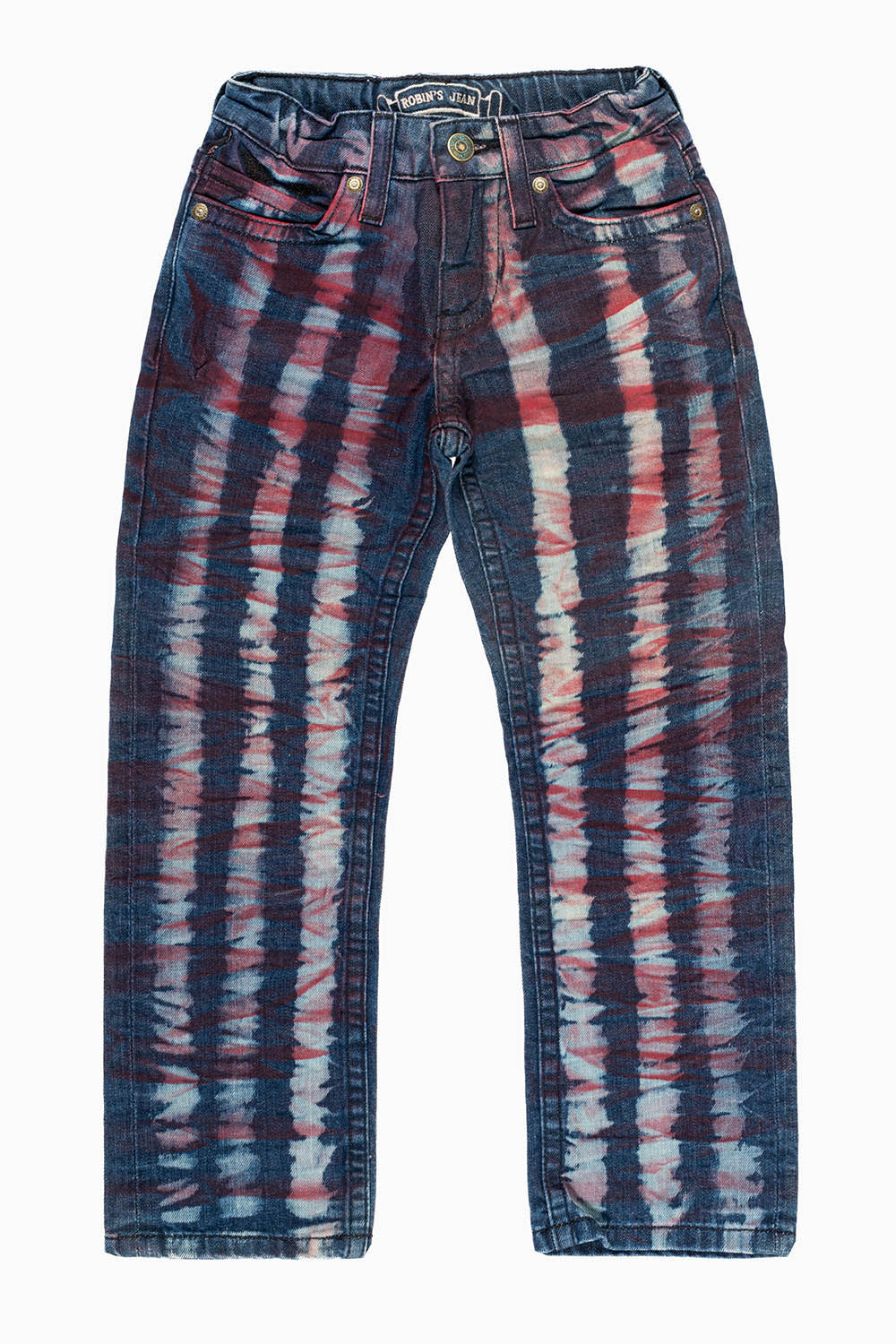 ROBINS KIDS LONG FLAP SLIM-STRAIGHT JEANS IN PRISONER RED WASH