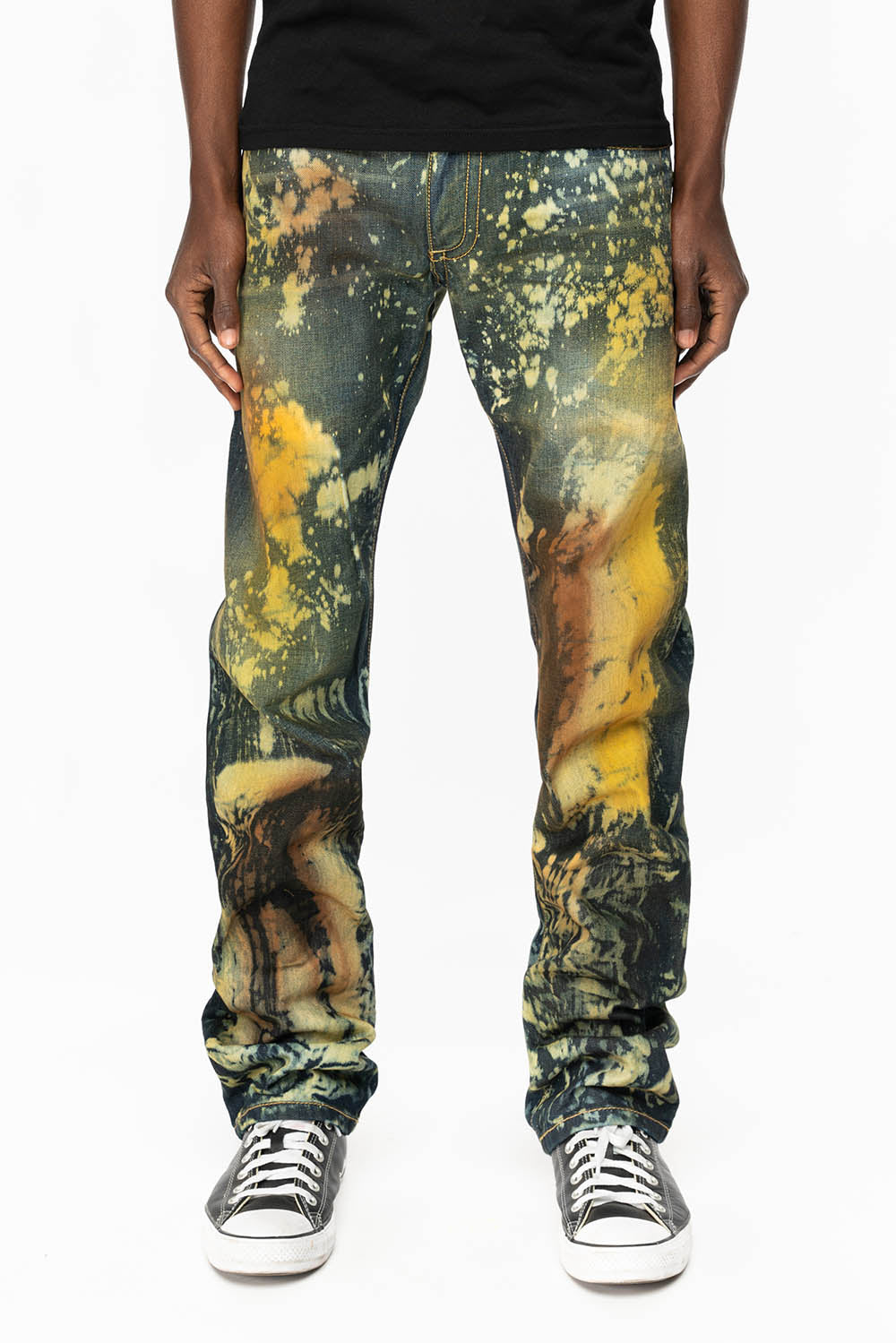 KILLER FLAP STRAIGHT LEG JEANS WITH FULL CRYSTALS AND STUDS IN TOPANGA CANYON WASH