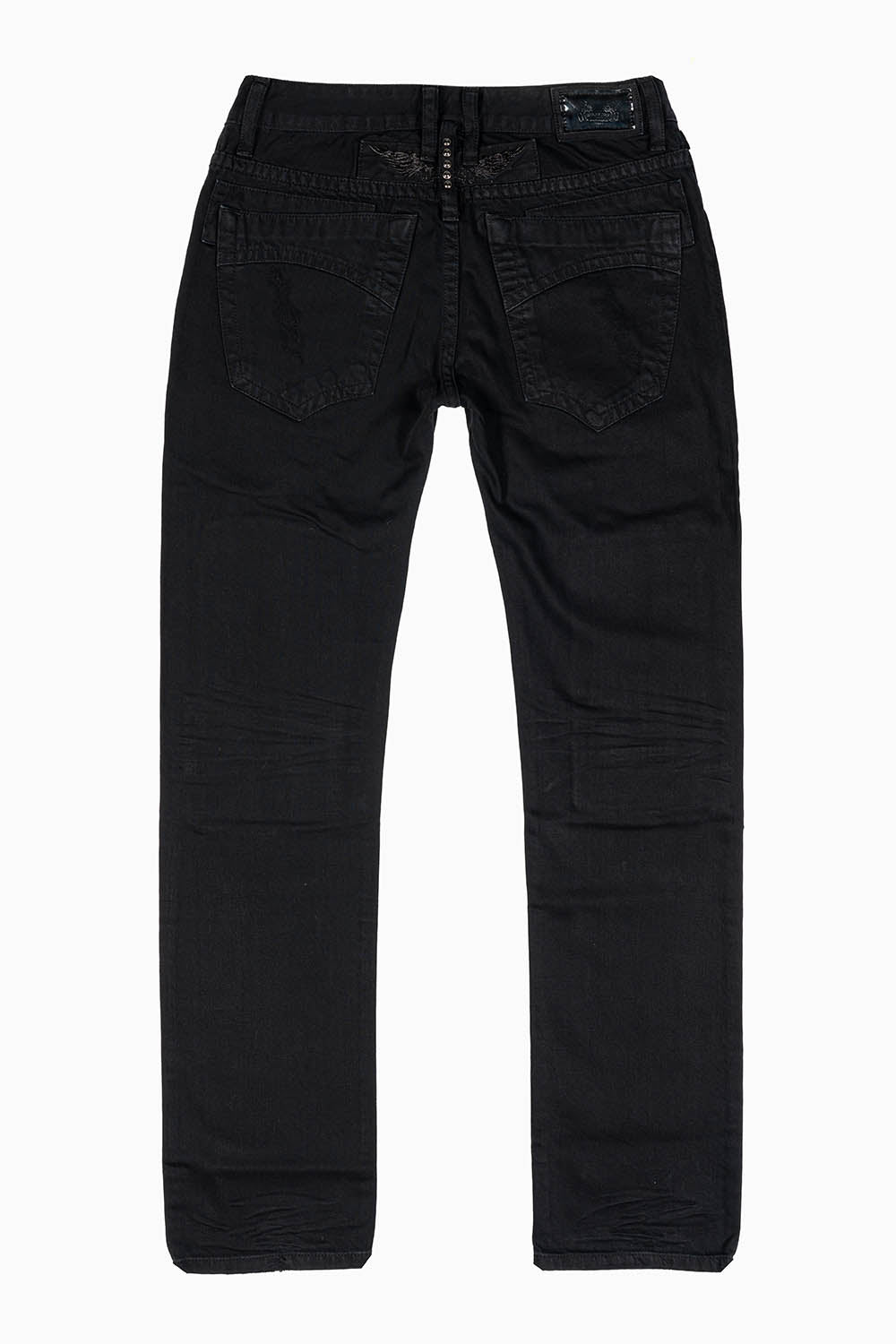 CROSSED OUT MENS CLASIC STRAIGHT LEG JEANS IN PURE BLK