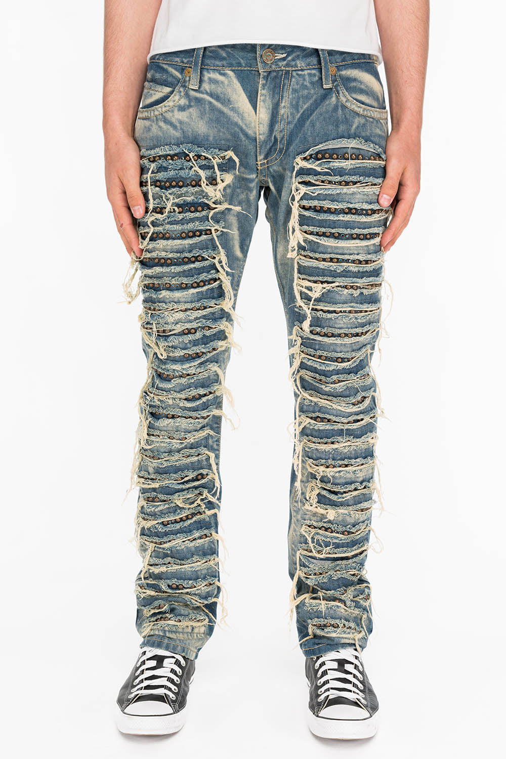 Robins Jeans Mens 42x33.5 Long Flap high quality BRNSNAKE Motor D5851 Light Wash Distressed