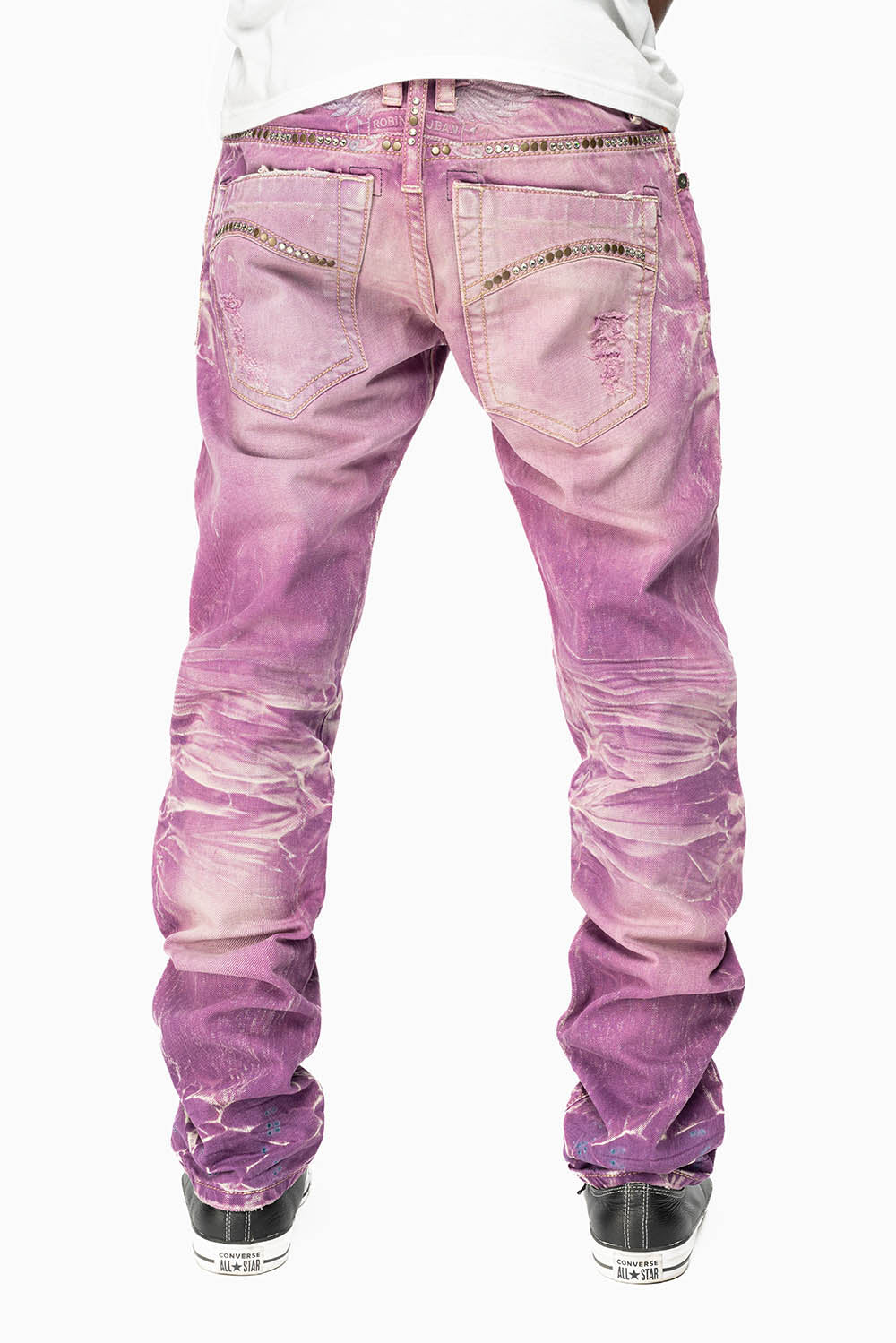CLASSIC 5 POCKET SLIM LEG JEANS IN MONTECITO DESTROY WASH EMBELISHED WITH CRYSTALS AND STUDS