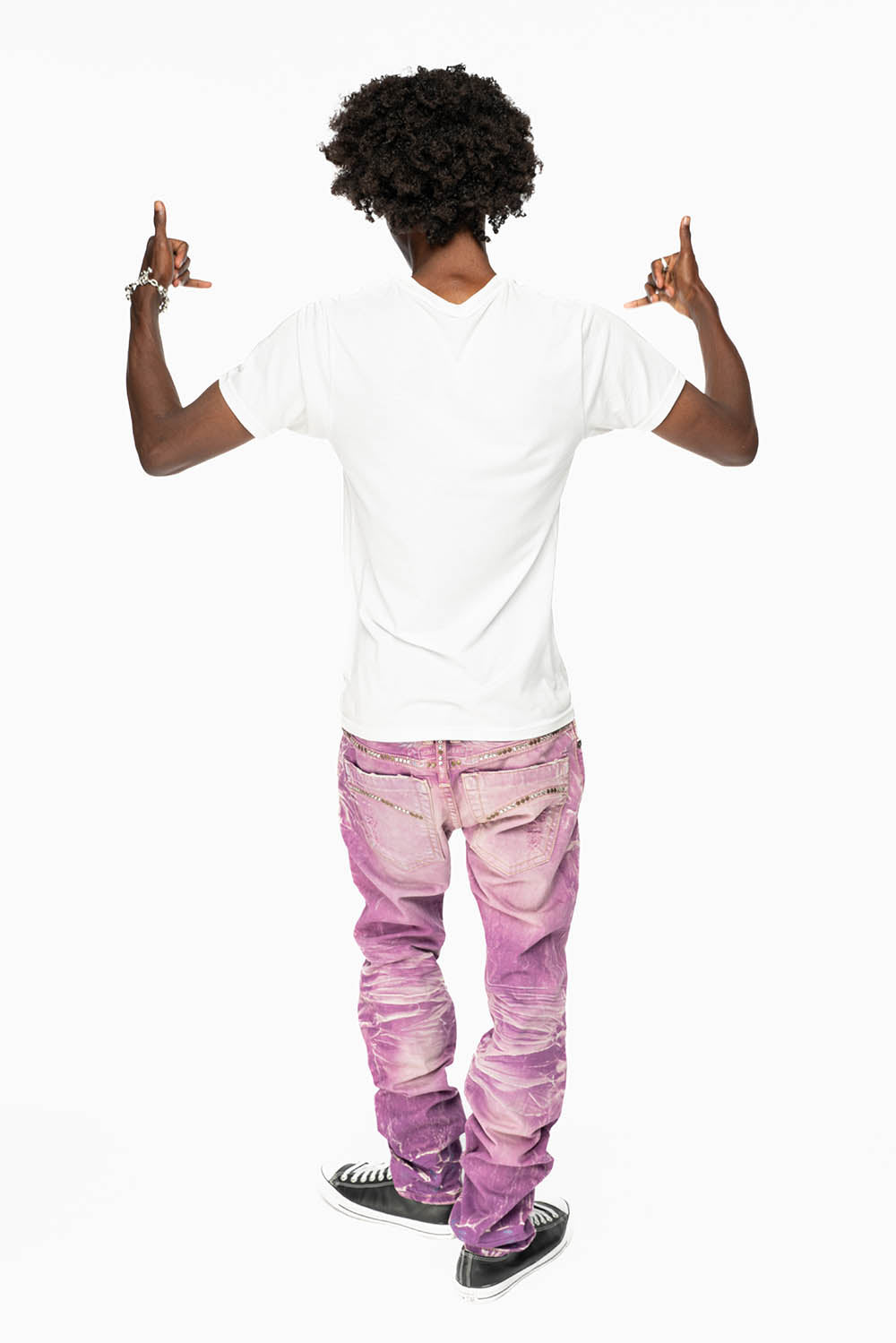 CLASSIC 5 POCKET SLIM LEG JEANS IN MONTECITO DESTROY WASH EMBELISHED WITH CRYSTALS AND STUDS