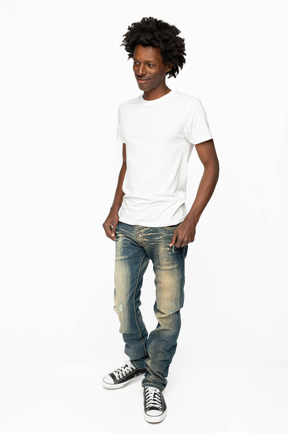CLASSIC 5 POCKET STRAIGHT LEG JEANS IN BLUE VENICE WASH