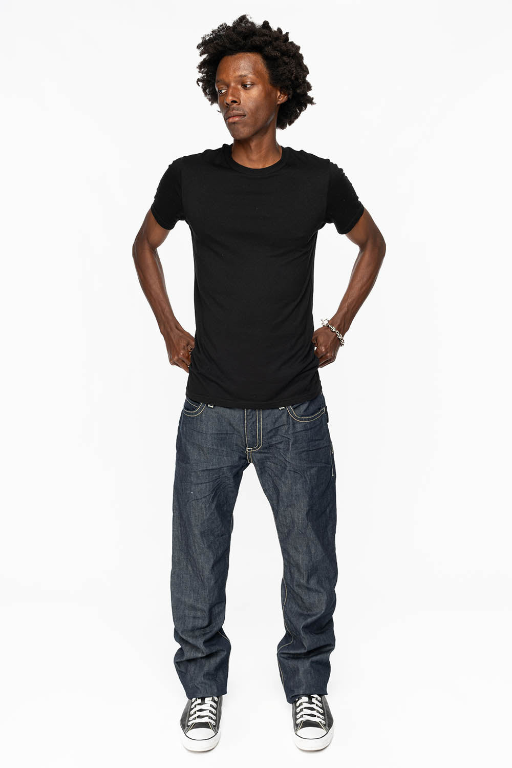 CLINT W/BLACK LEATHER ZIPPER FLAPS IN RINSE WASH