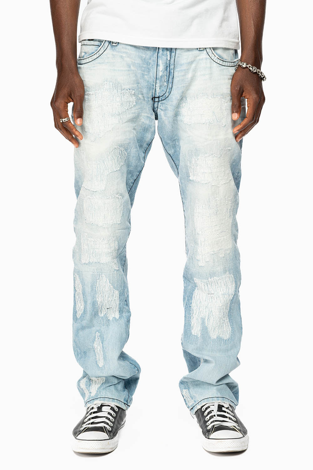 ROBIN'S LIMITED EDITION REPAIRED JEANS IN 5D LIGHT BLUE WASH