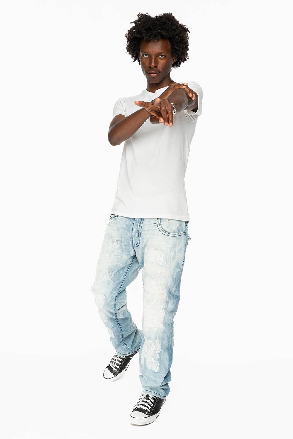 ROBIN'S LIMITED EDITION REPAIRED JEANS IN 5D LIGHT BLUE WASH