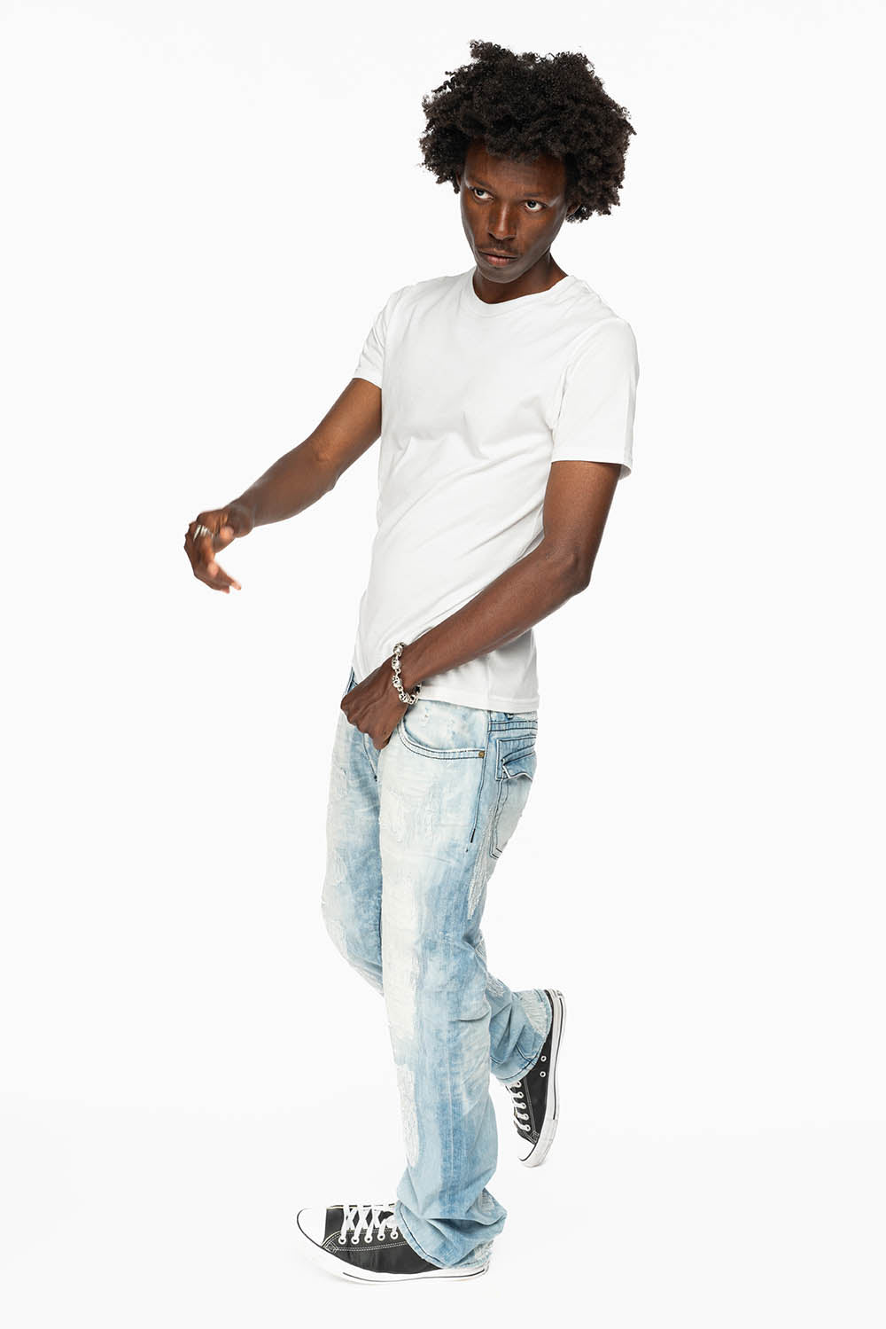 ROBIN'S LIMITED EDITION REPAIRED JEANS IN 5D LIGHT BLUE WASH
