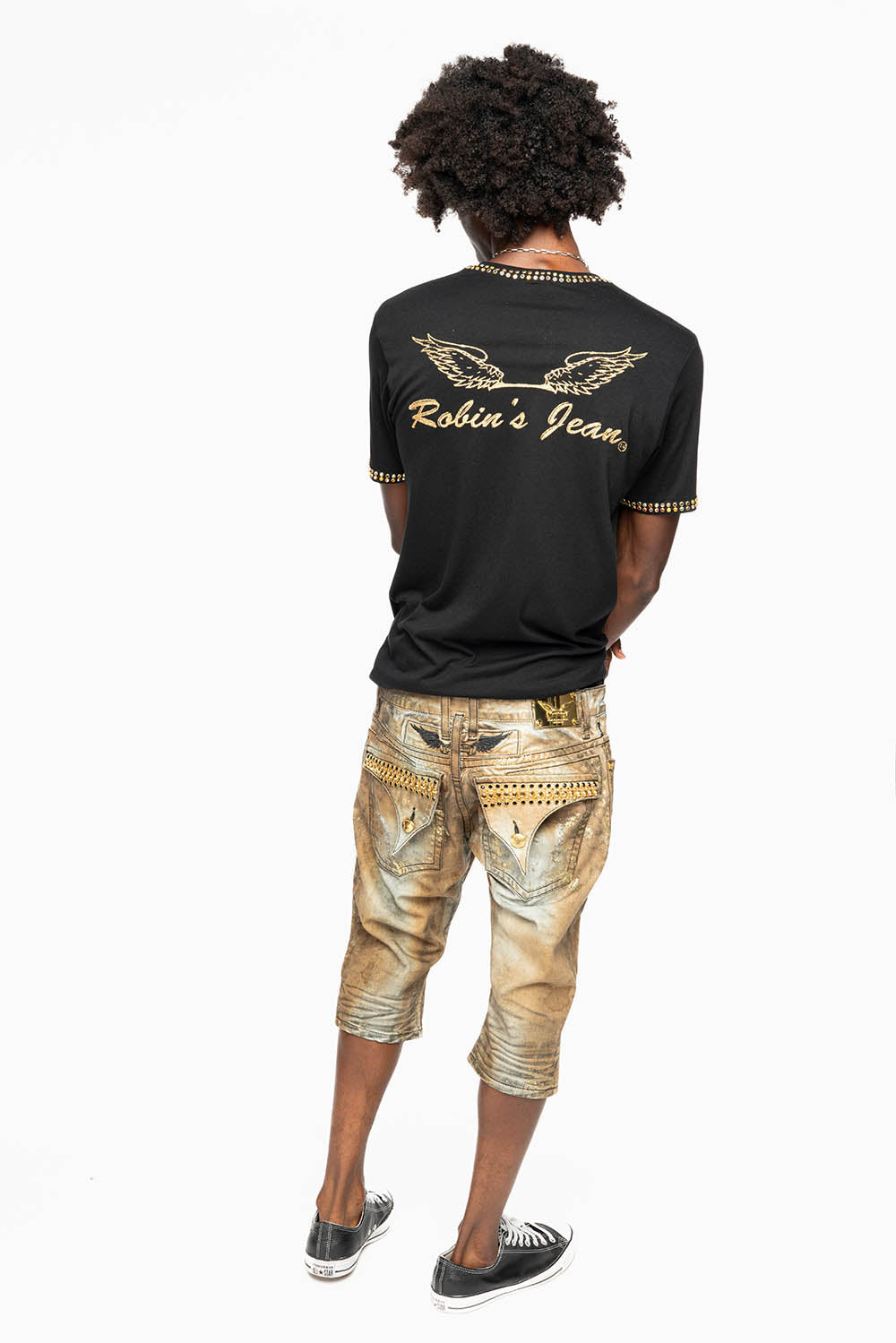 MENS SHORT WITH FLAP POCKETS IN TREVOR BROKEN REPAIRED WASH WITH CRYSTALS