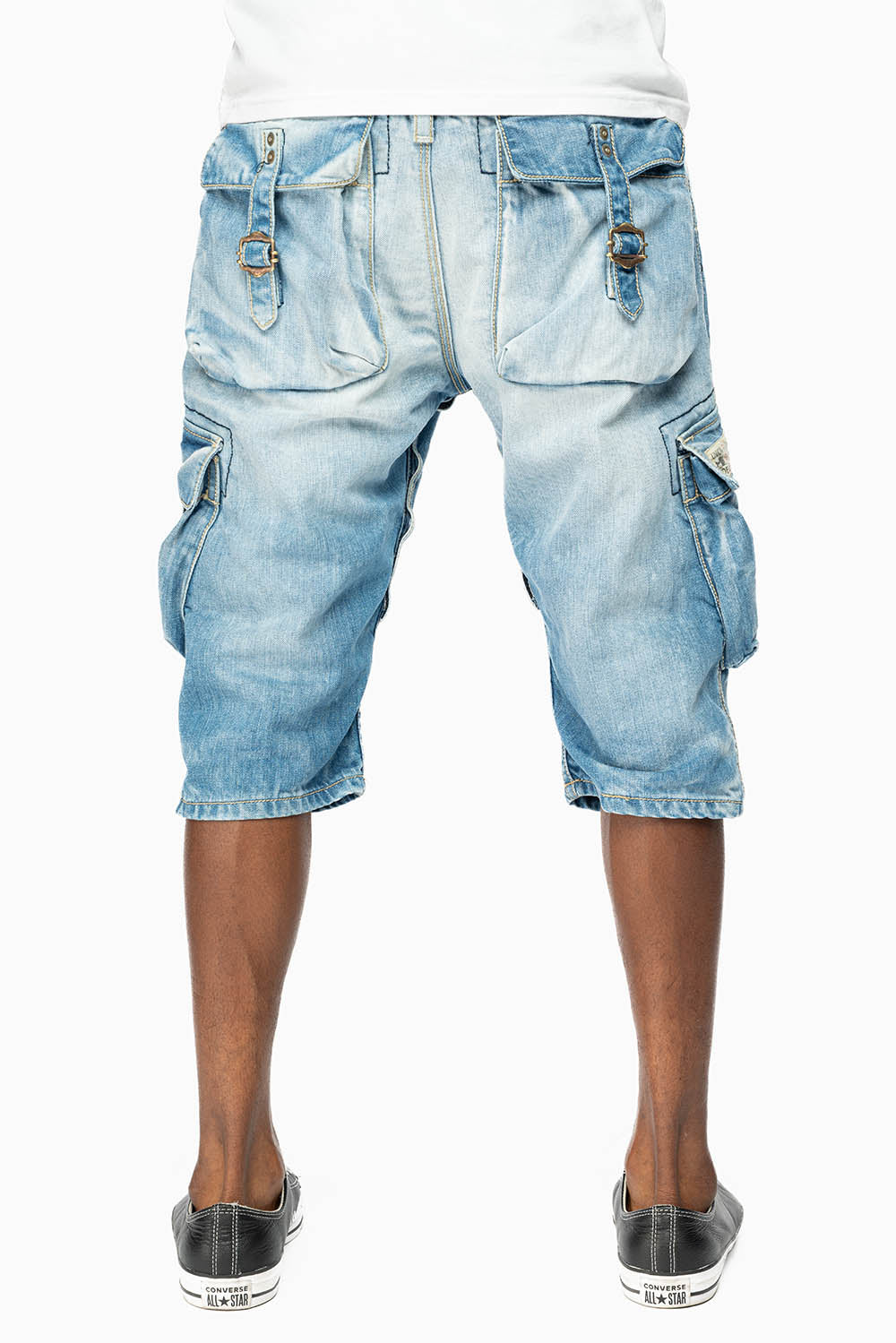 ROBINS LIMITED EDITION MILITARY STYLE CARGO SHORTS IN 5D LIGHT BLUE COLOR WASH