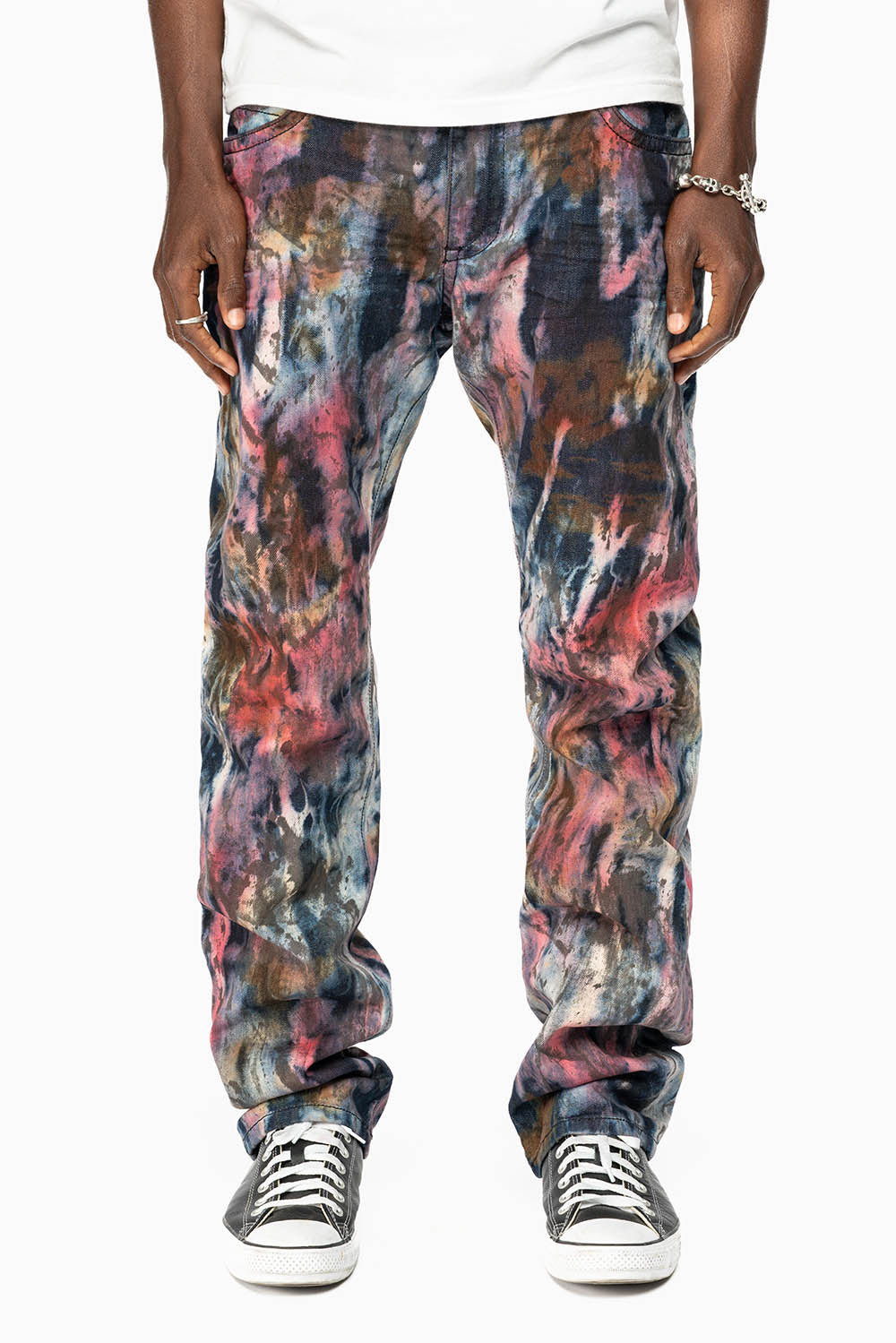 ROBIN'S LIMITED EDITION JEANS IN BABA RED WASH WITH TANZANITE CRYSTALS