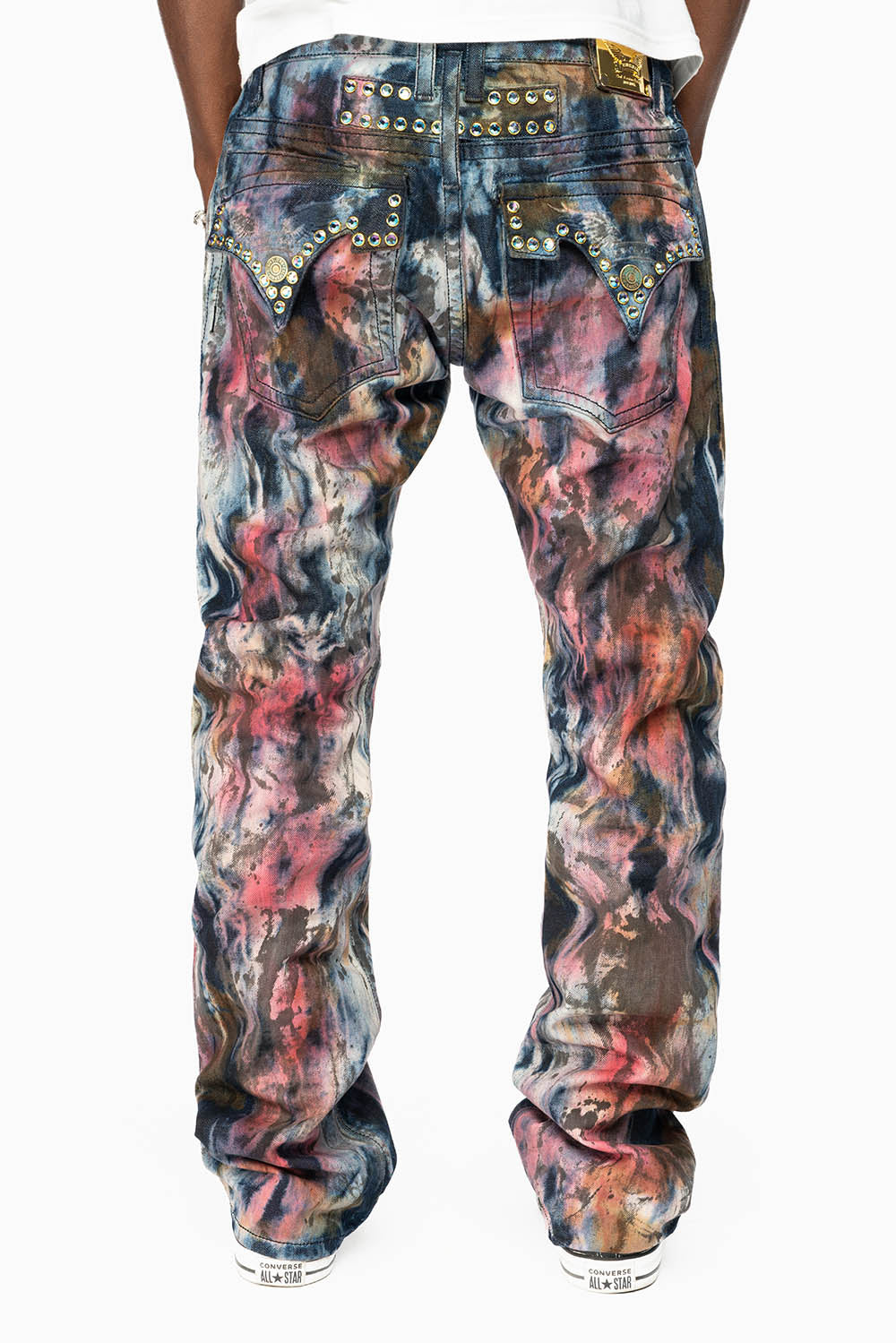 ROBIN'S LIMITED EDITION JEANS IN BABA RED WASH WITH TANZANITE CRYSTALS