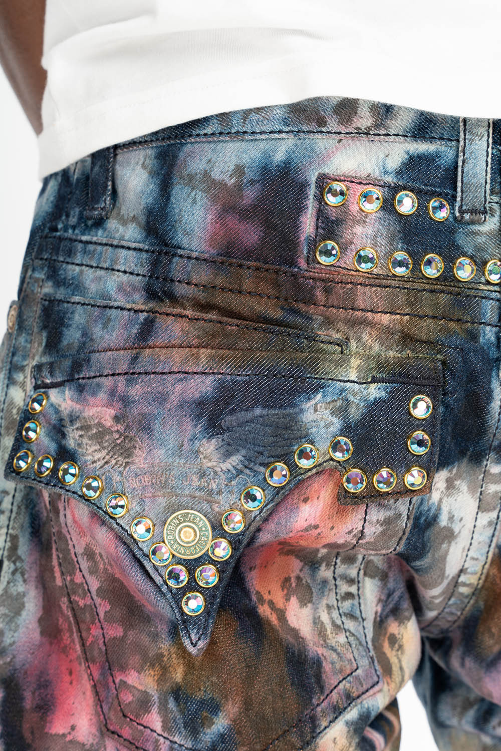 ROBIN'S LIMITED EDITION JEANS IN BABA RED WASH WITH TANZANITE CRYSTALS