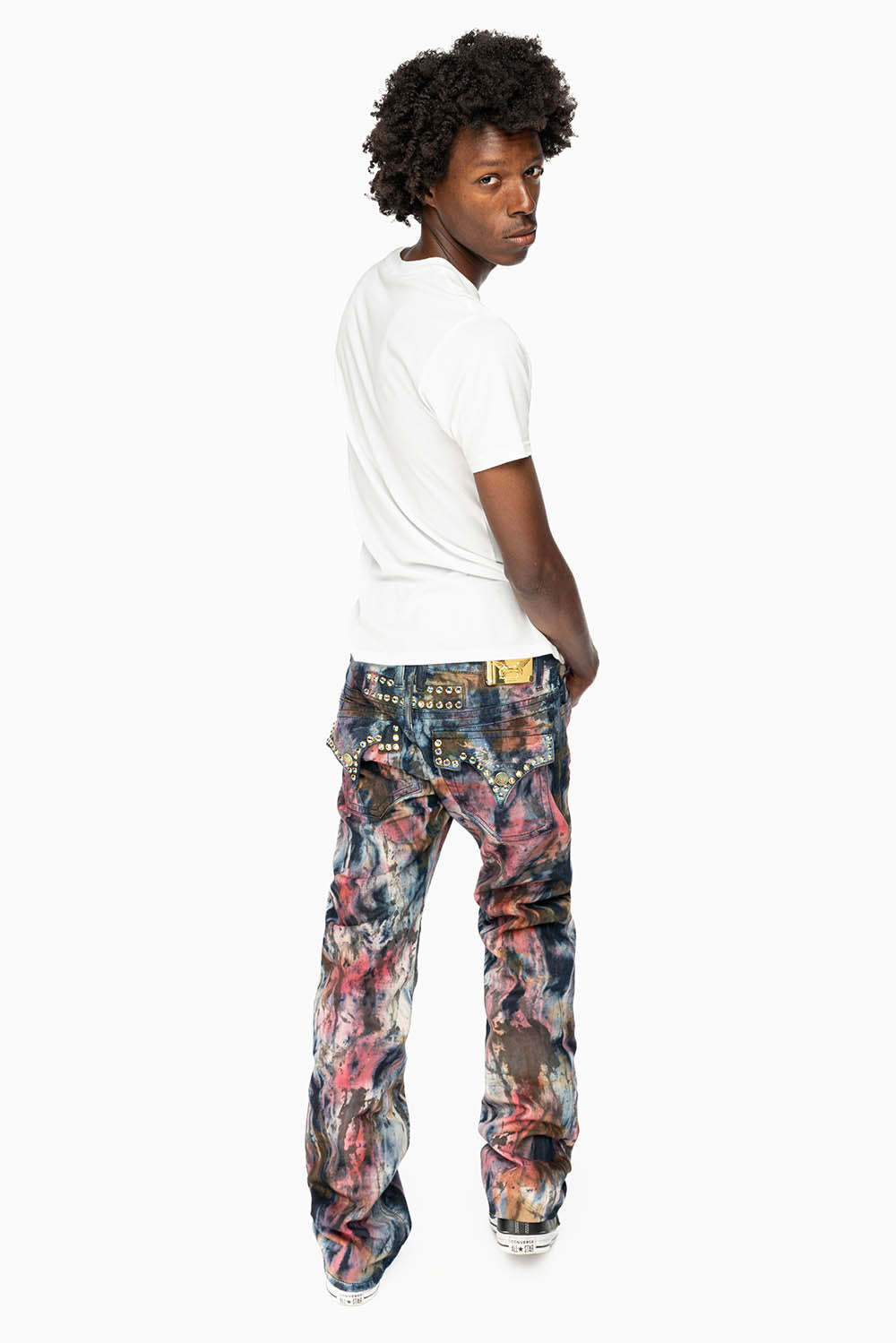 ROBIN'S LIMITED EDITION JEANS IN BABA RED WASH WITH TANZANITE CRYSTALS