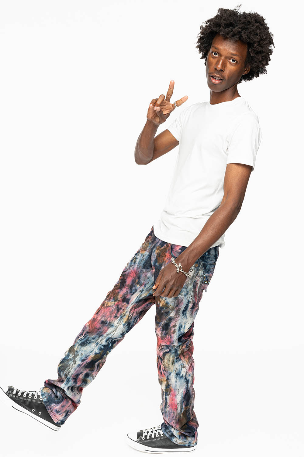 ROBIN'S LIMITED EDITION JEANS IN BABA RED WASH WITH TANZANITE CRYSTALS