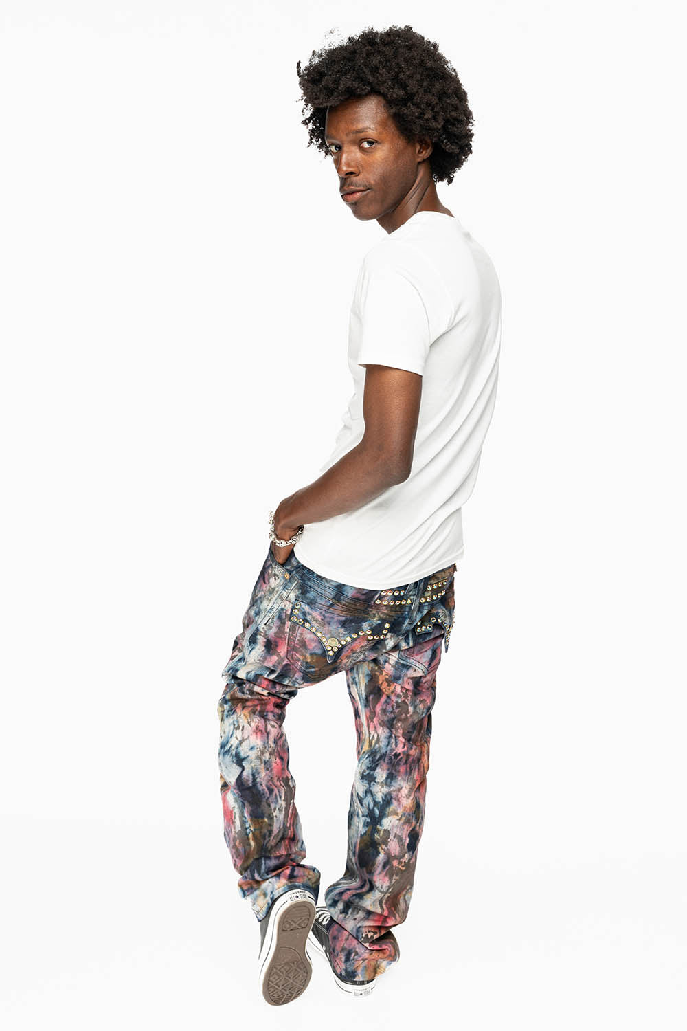 ROBIN'S LIMITED EDITION JEANS IN BABA RED WASH WITH TANZANITE CRYSTALS