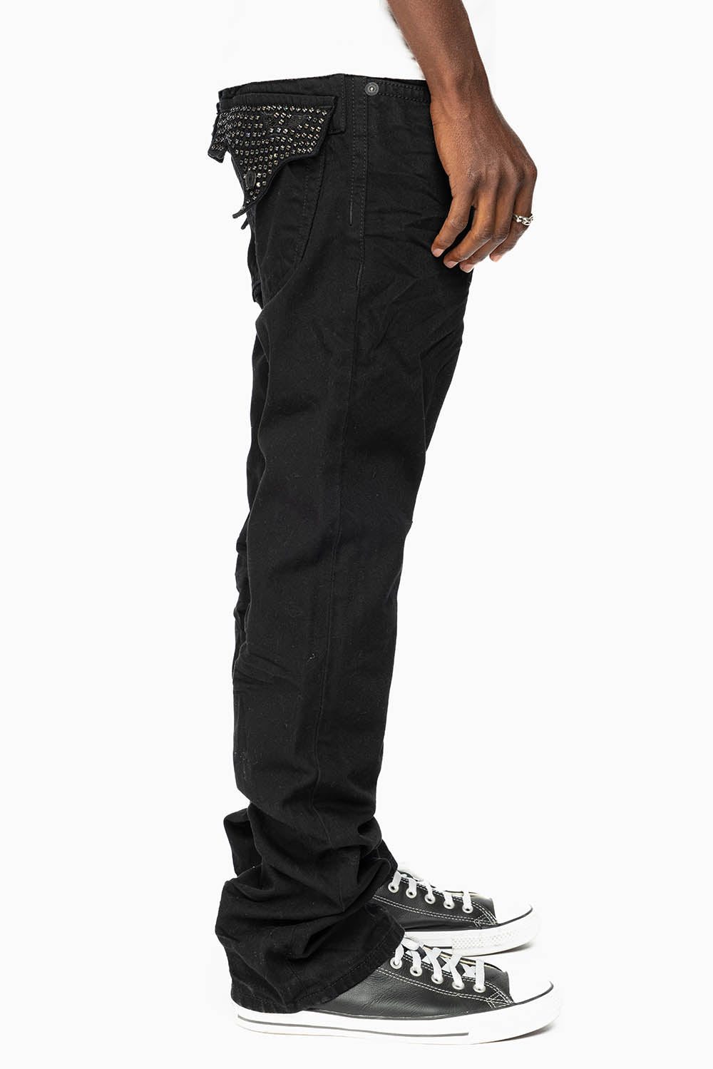ROBIN'S LIMITED EDITION JEANS IN BLACK WASH WITH BLACK DIAMOND CRYSTALS