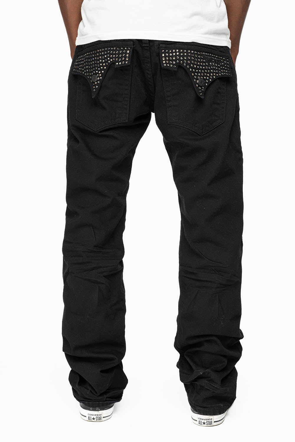 ROBIN'S LIMITED EDITION JEANS IN BLACK WASH WITH BLACK DIAMOND CRYSTALS