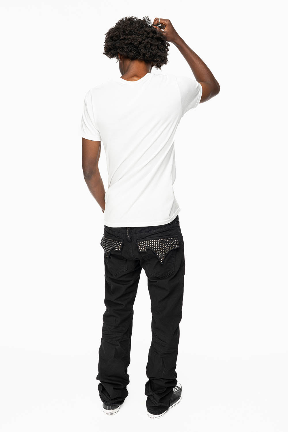 ROBIN'S LIMITED EDITION JEANS IN BLACK WASH WITH BLACK DIAMOND CRYSTALS