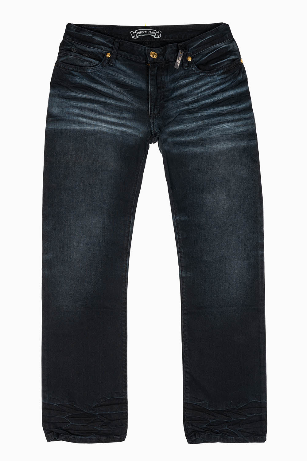 MENS STRAIGHT CUT JEANS WITH CRYSTALS IN F-UP BLK