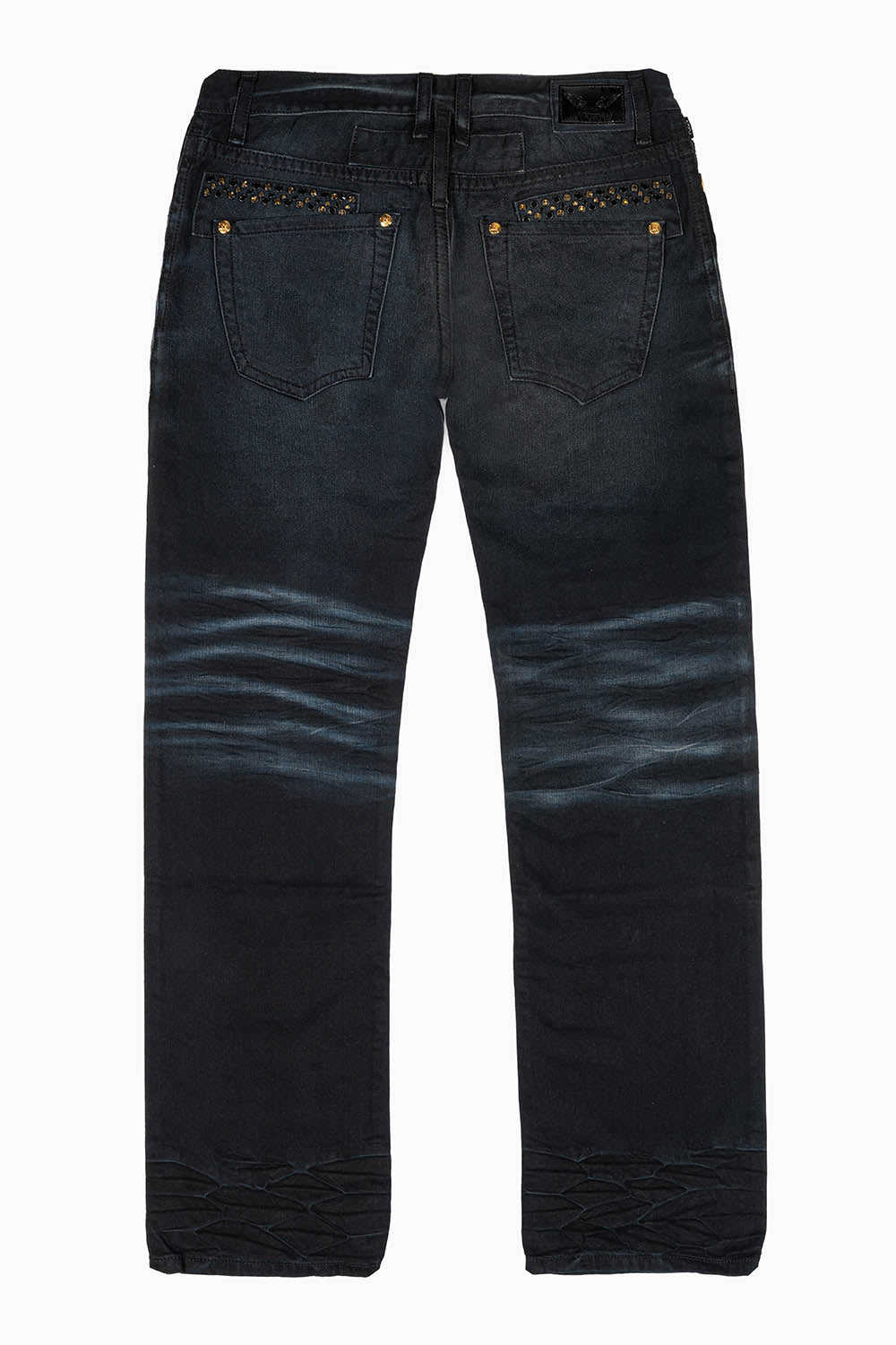 MENS STRAIGHT CUT JEANS WITH CRYSTALS IN F-UP BLK