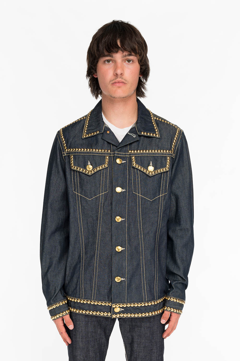 Mens Jackets Robins Jeans Vest MENS DENIM JACKET IN RAW DENIM WITH