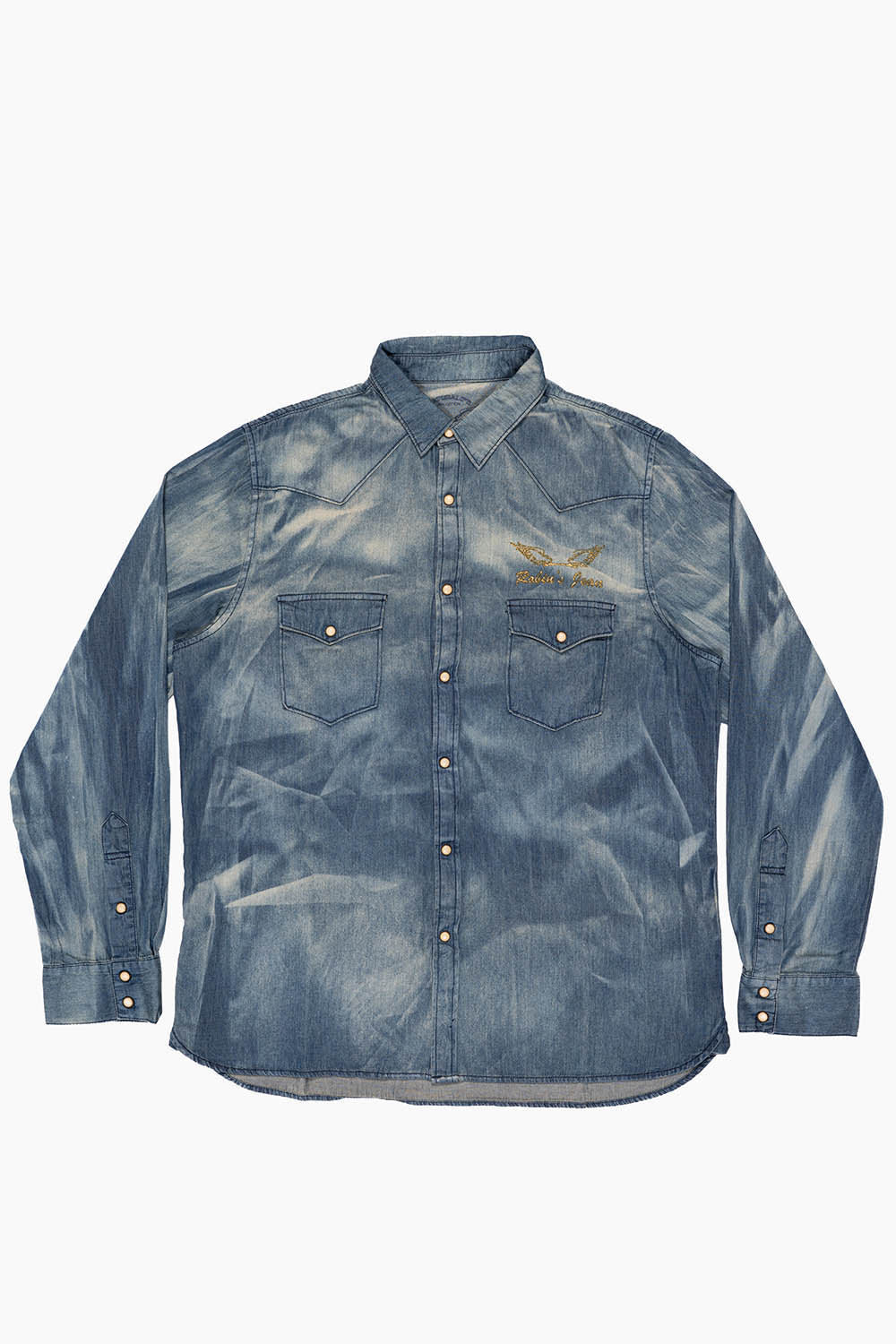 WESTERN AMERICAN STYLE MENS DENIM SHIRT IN BOSTON WASH
