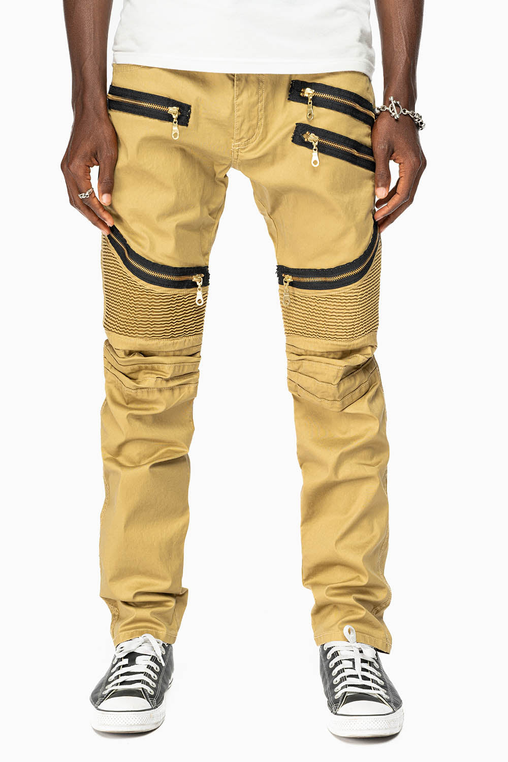 LONG FLAP BIKER IN GOLD DY FABRIC