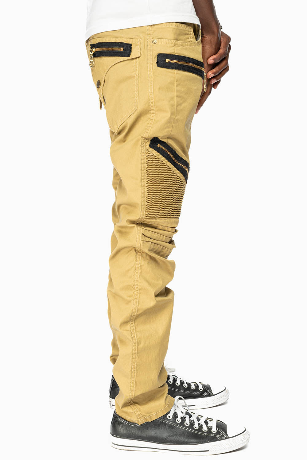 LONG FLAP BIKER IN GOLD DY FABRIC