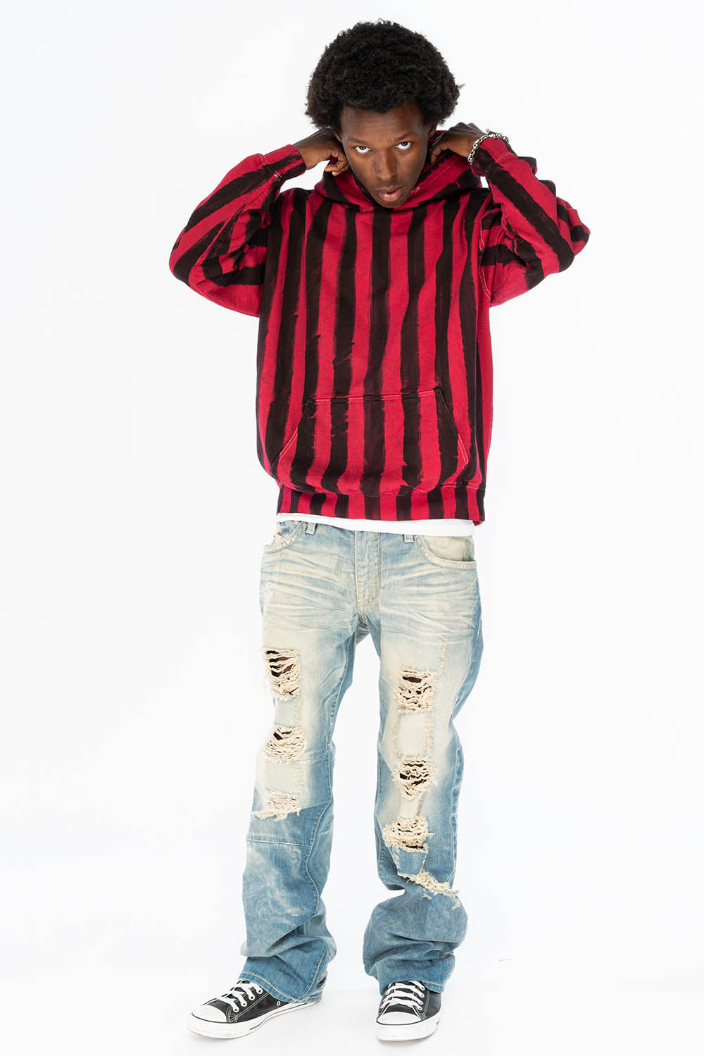 PRISONER BLACK/RED PULLOVER HOODIE WITH Gold Wing