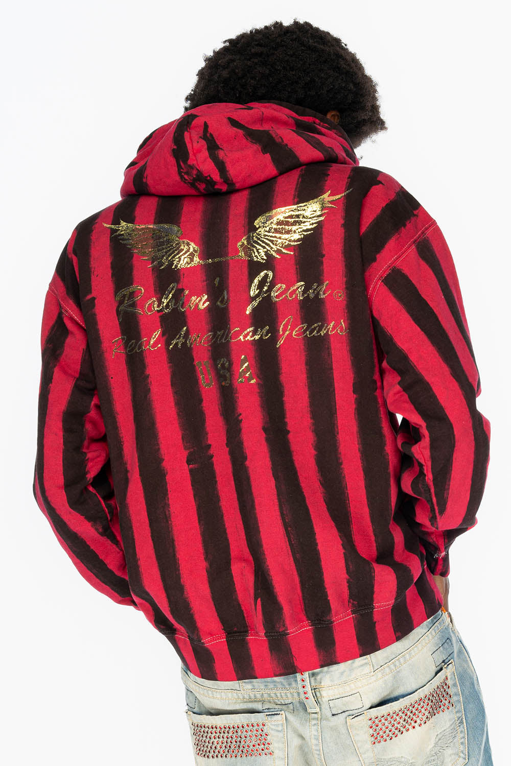 PRISONER BLACK/RED PULLOVER HOODIE WITH Gold Wing