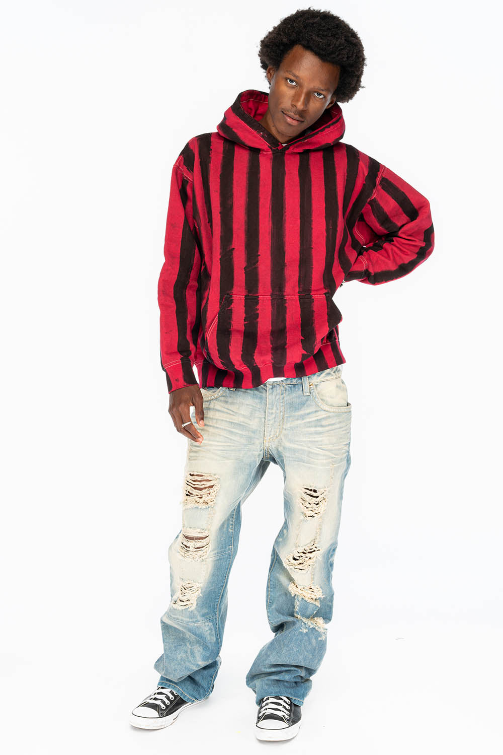 PRISONER BLACK/RED PULLOVER HOODIE WITH Gold Wing